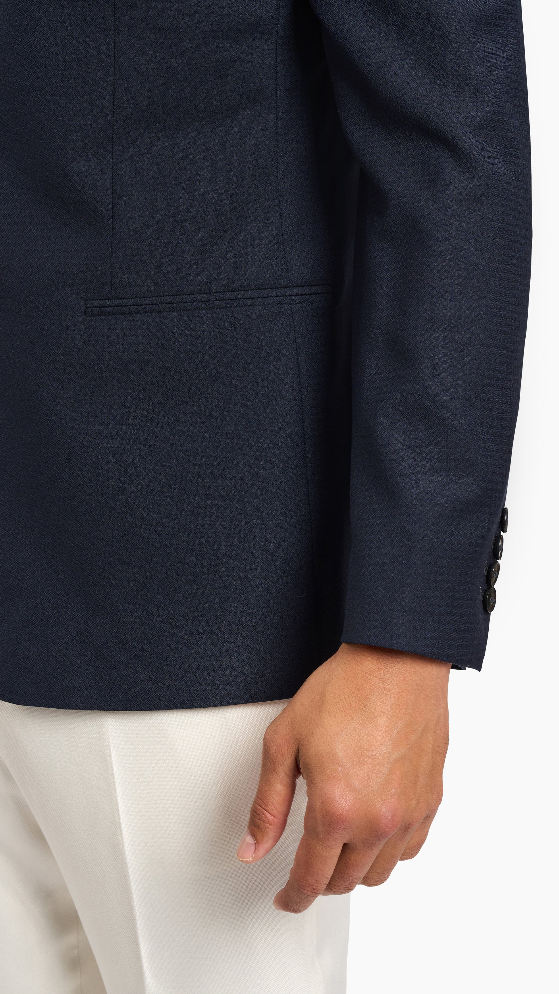 Midnight Blue Nehru Collar Jacket