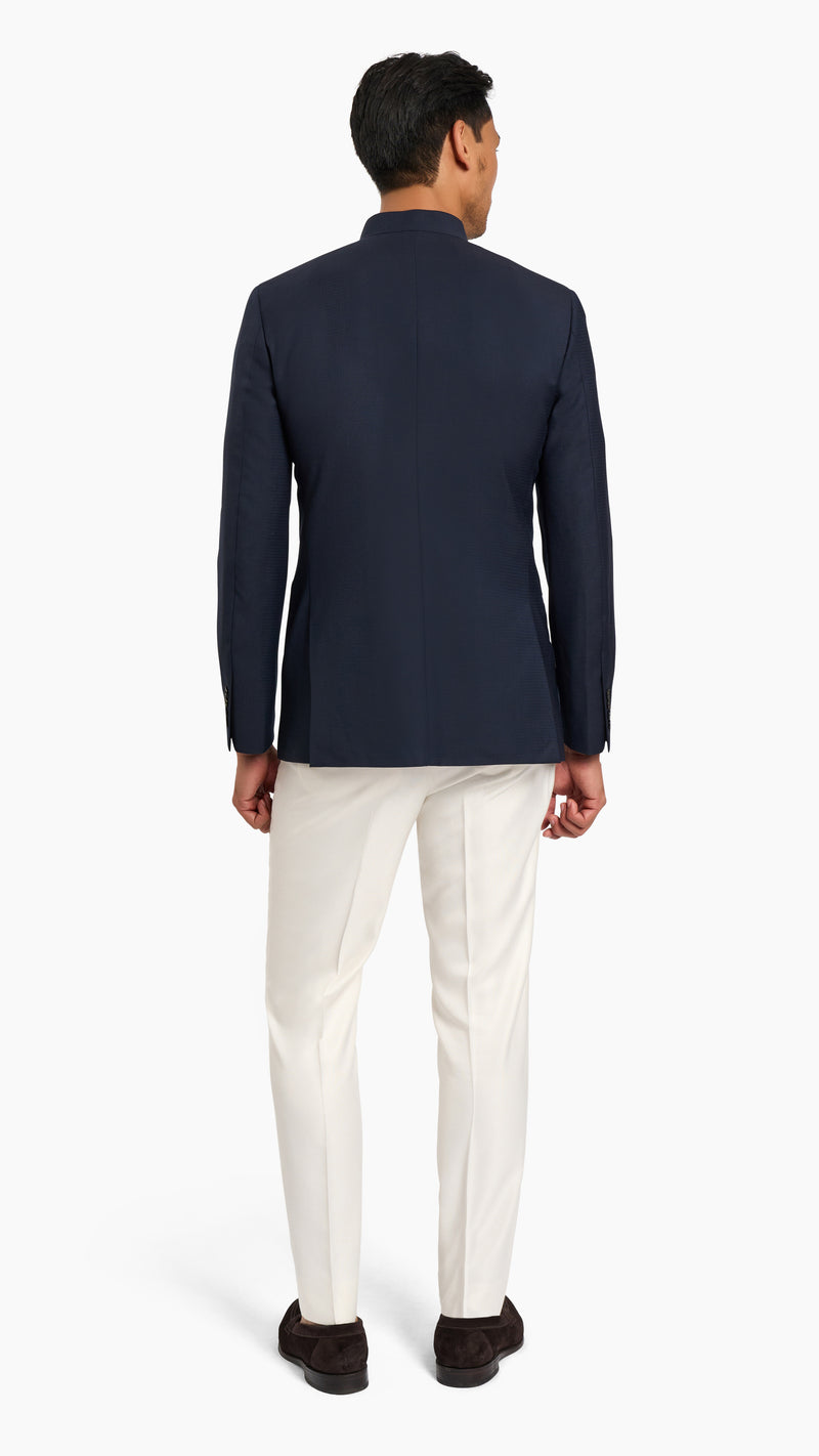 Midnight Blue Nehru Collar Jacket