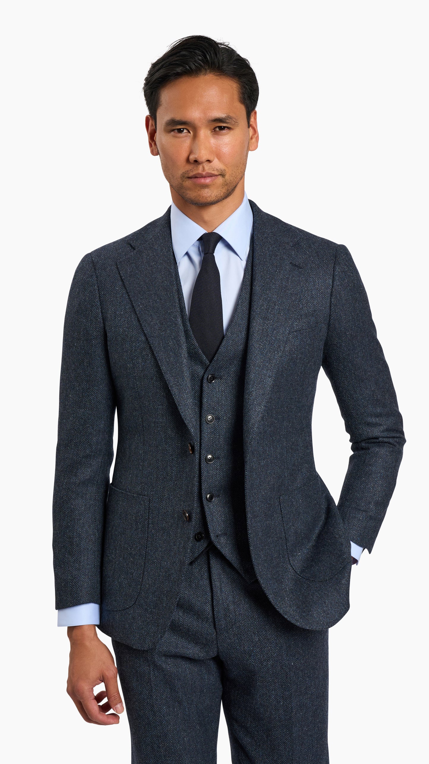 Abraham Moon Navy Tweed Suit
