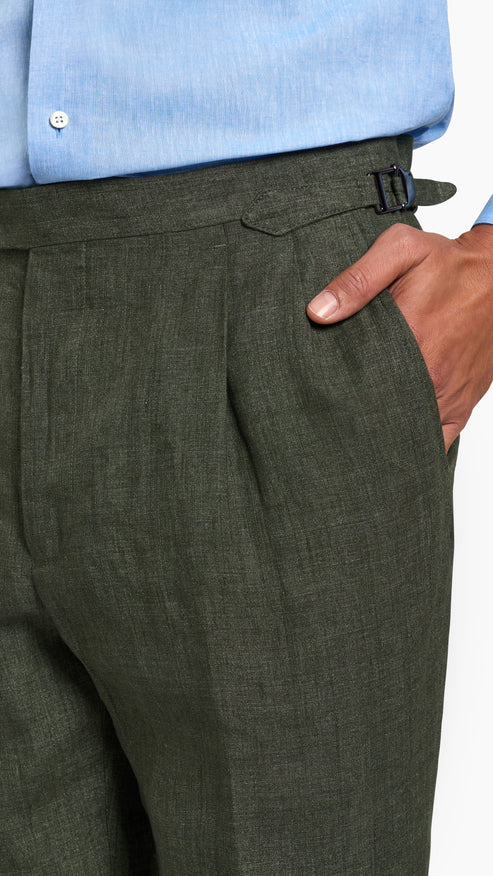 Scabal Dark Green Linen Suit