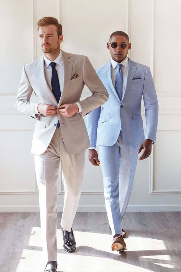 Light Blue Wedding Suit and Beige Wedding Suit