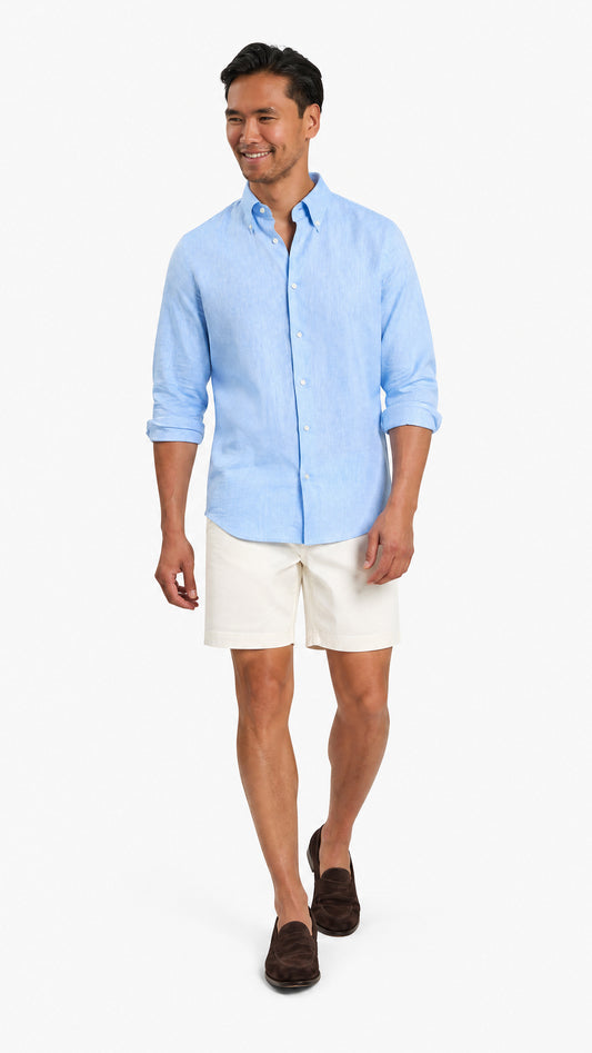 Blue Linen Custom Shirt
