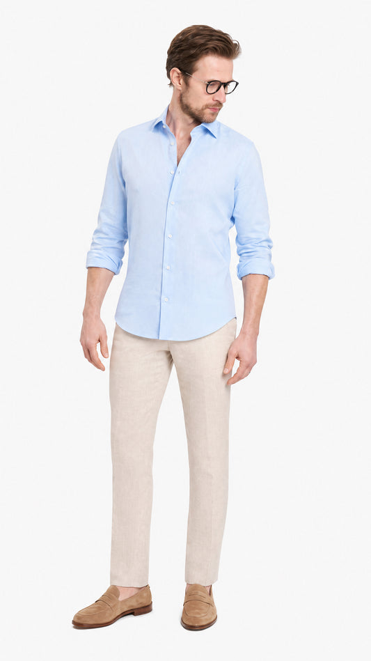 Light Blue Linen Custom Shirt