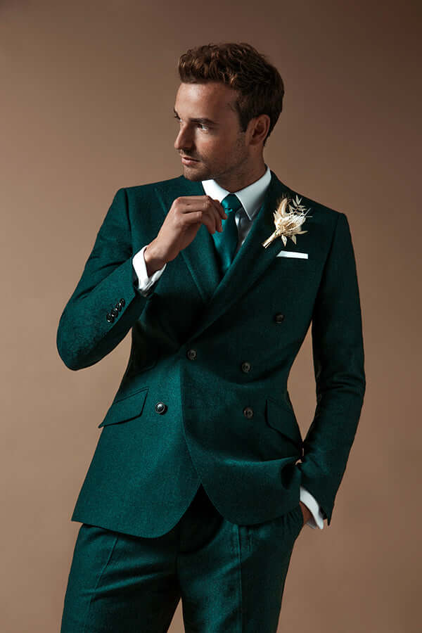Green Tweed Wedding Suit and Green Double Breasted Wedding Suit
