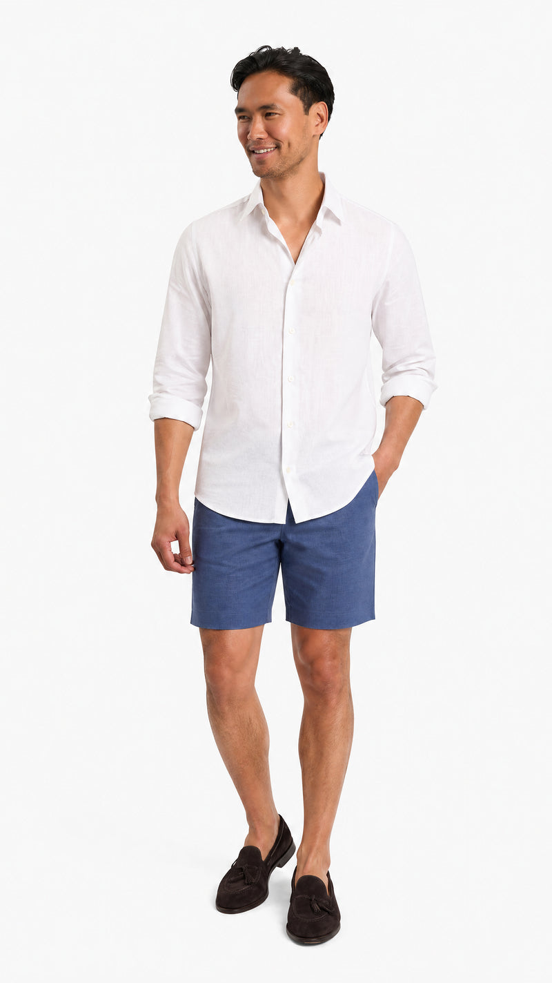 White Cotton/Linen Custom Shirt