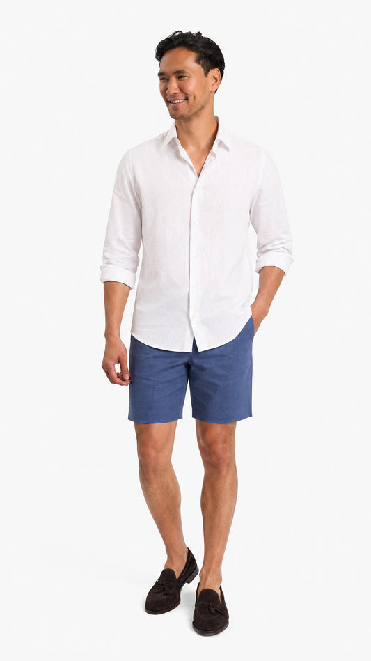 White Cotton/Linen Custom Shirt