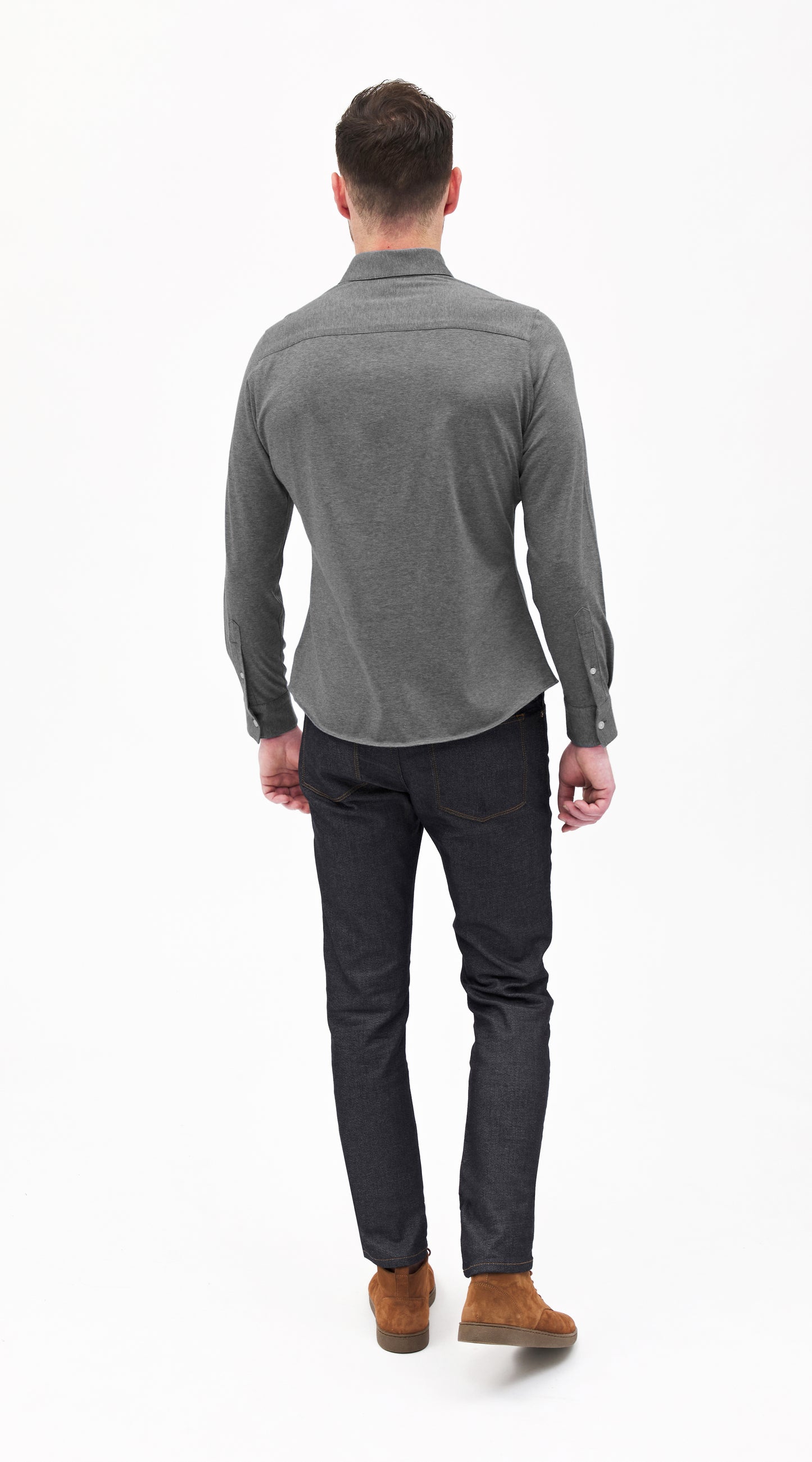 Grey Half-Placket Jersey Shirt
