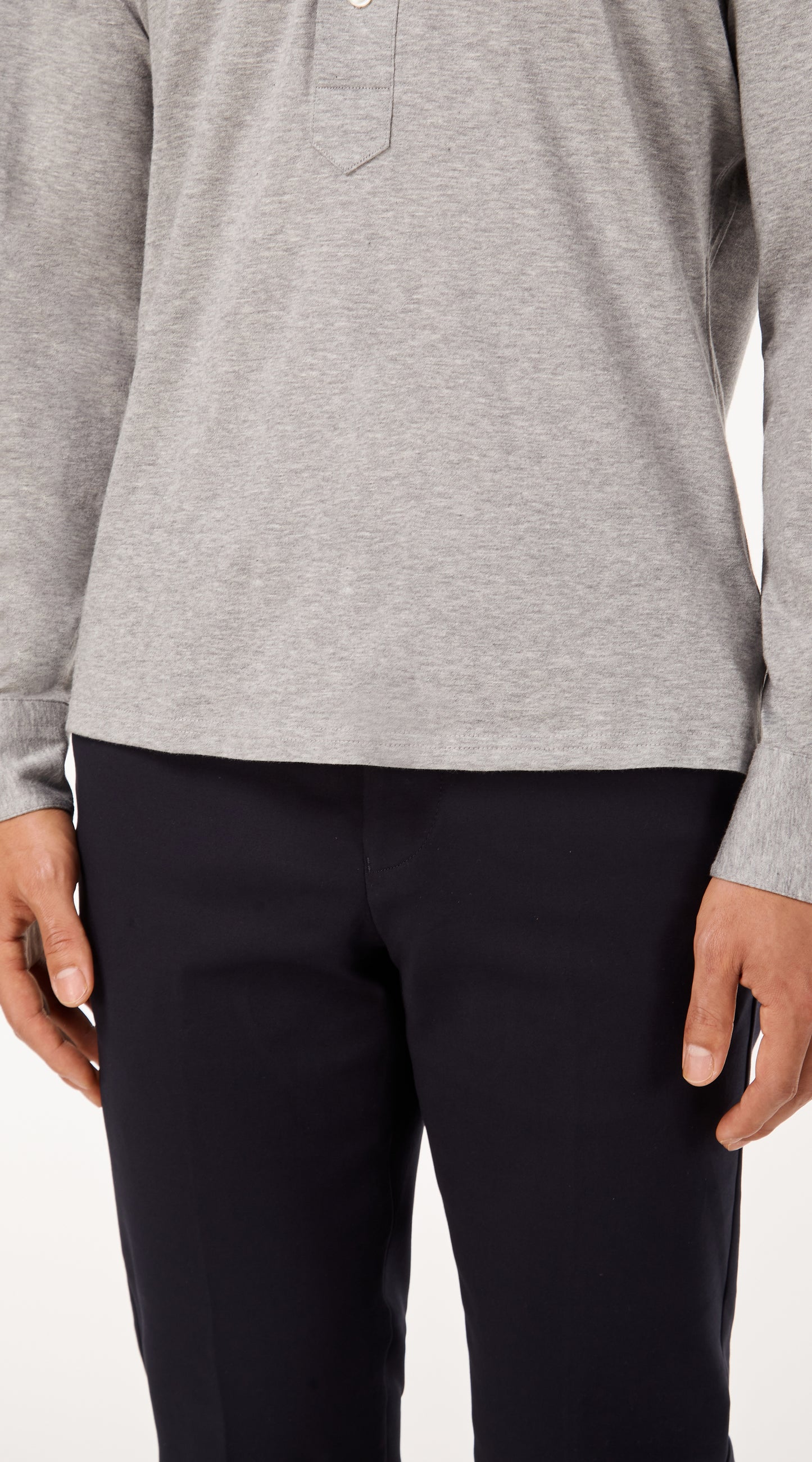 Grey Half-Placket Jersey Custom Shirt (Straight Bottom)