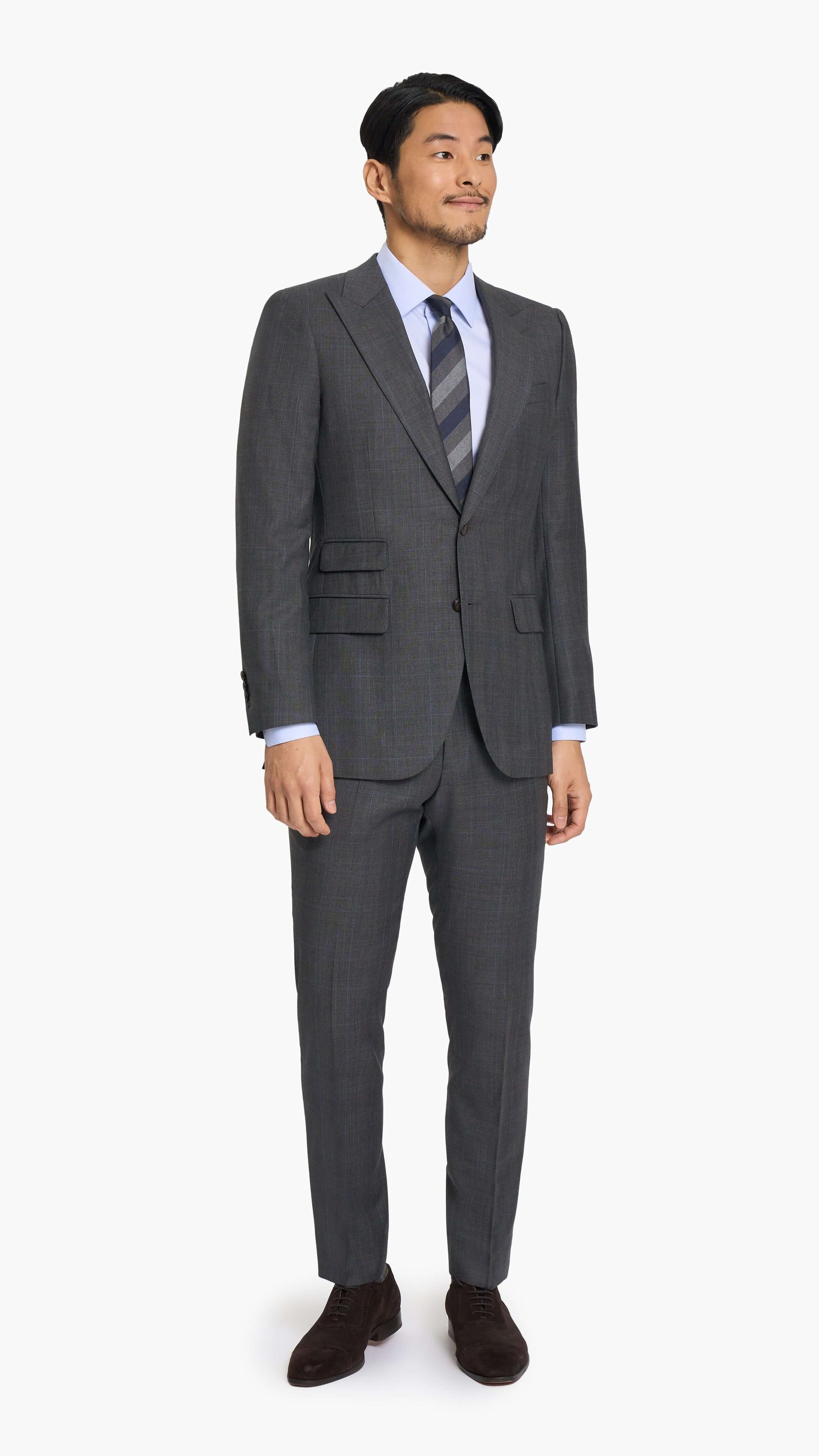 Reda Mid Grey Prince of Wales Custom Trouser