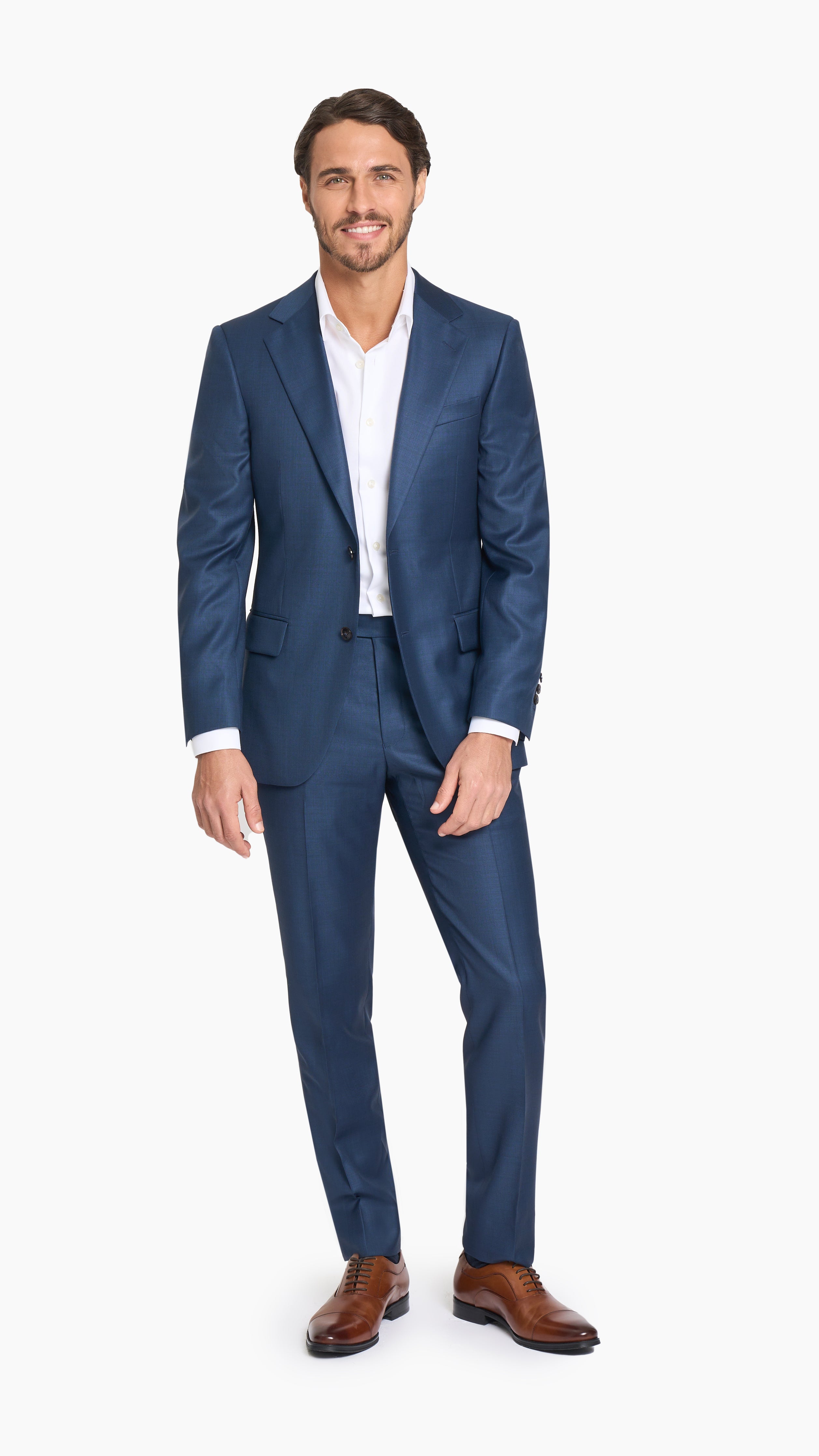 Reda Petrol Blue Sharkskin Custom Suit - Edit Suits Co.