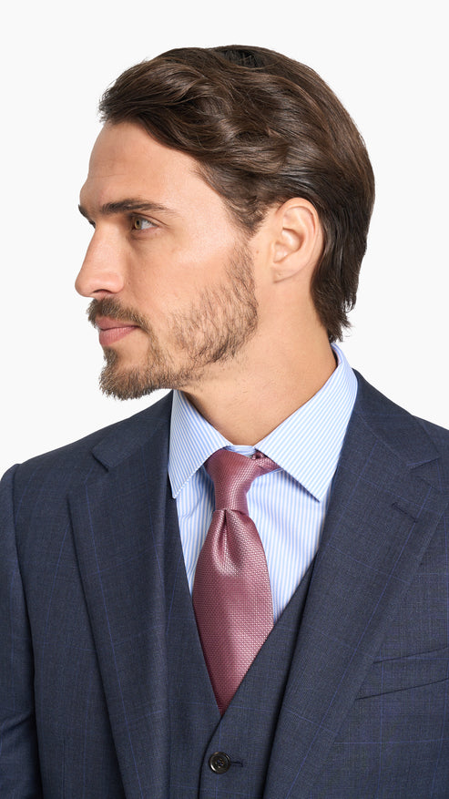 Reda Dark Navy Prince of Wales Custom Suit