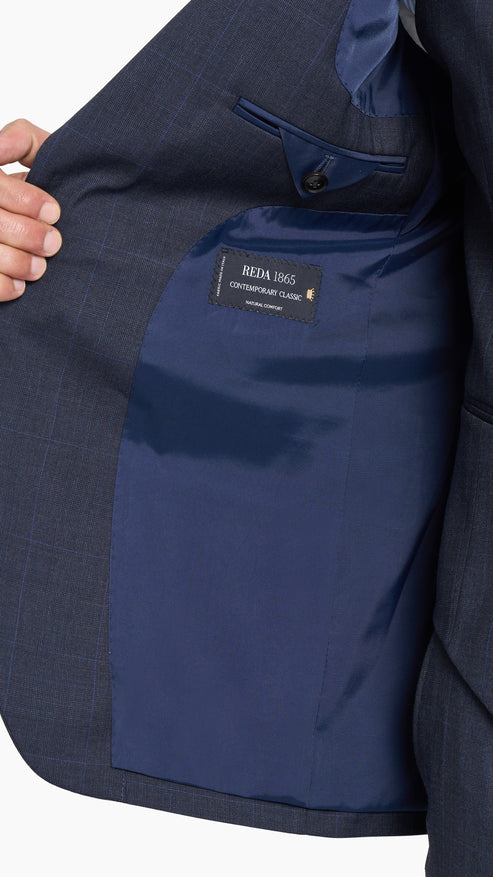 Reda Dark Navy Prince of Wales Custom Suit