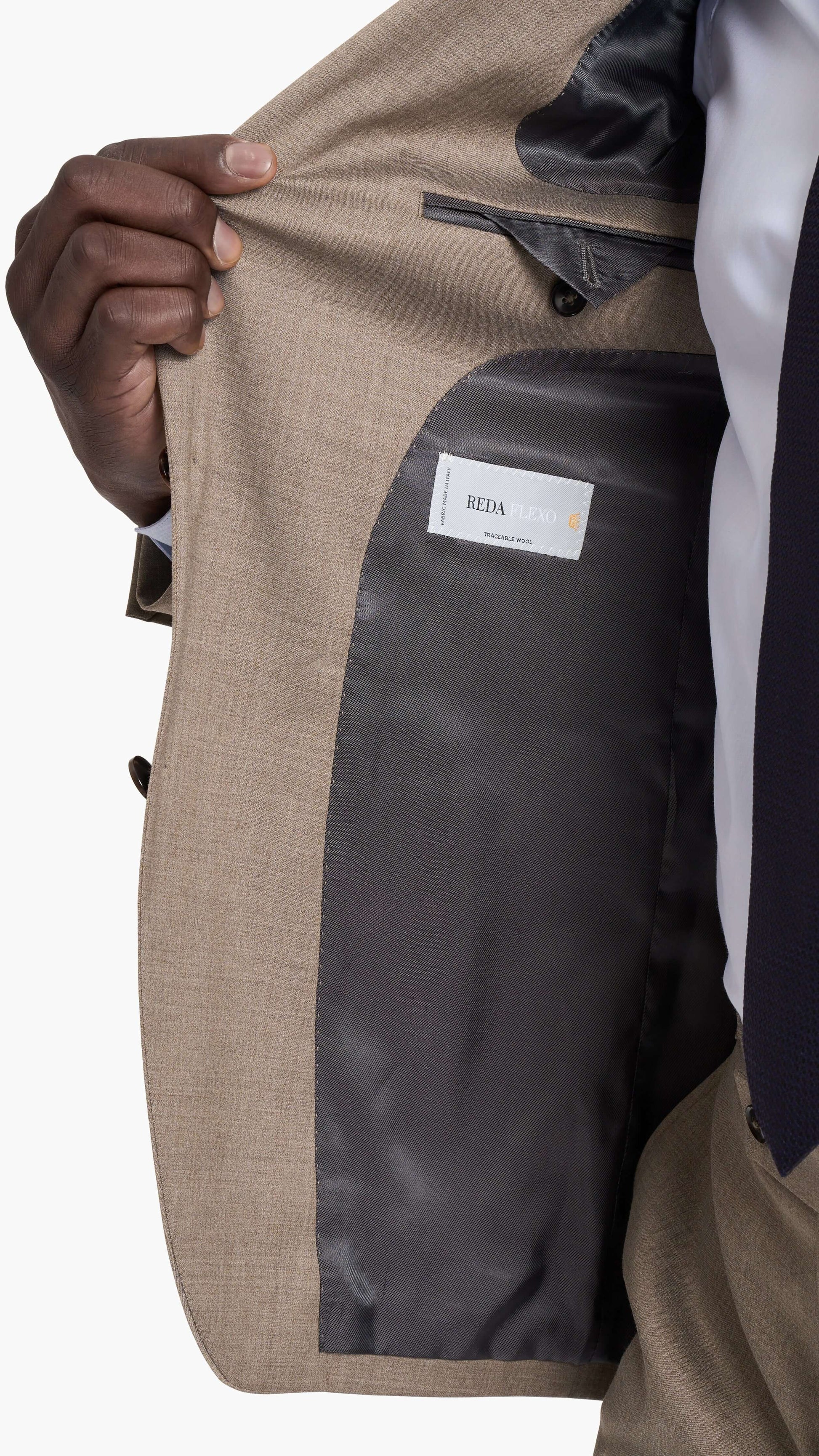 Reda Light Brown Twill Custom Suit