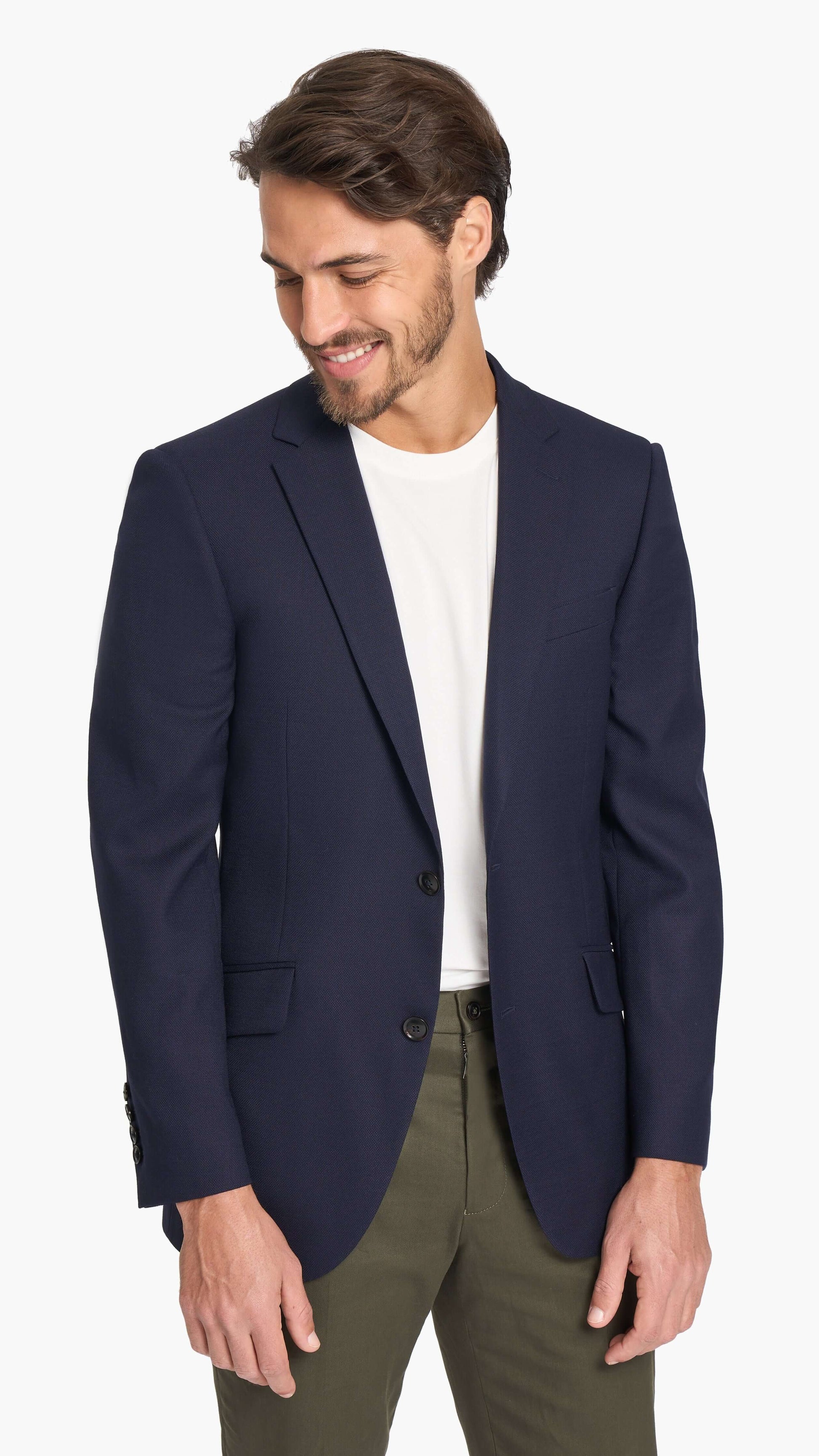 Reda Navy Blue Basket Weave Custom Jacket
