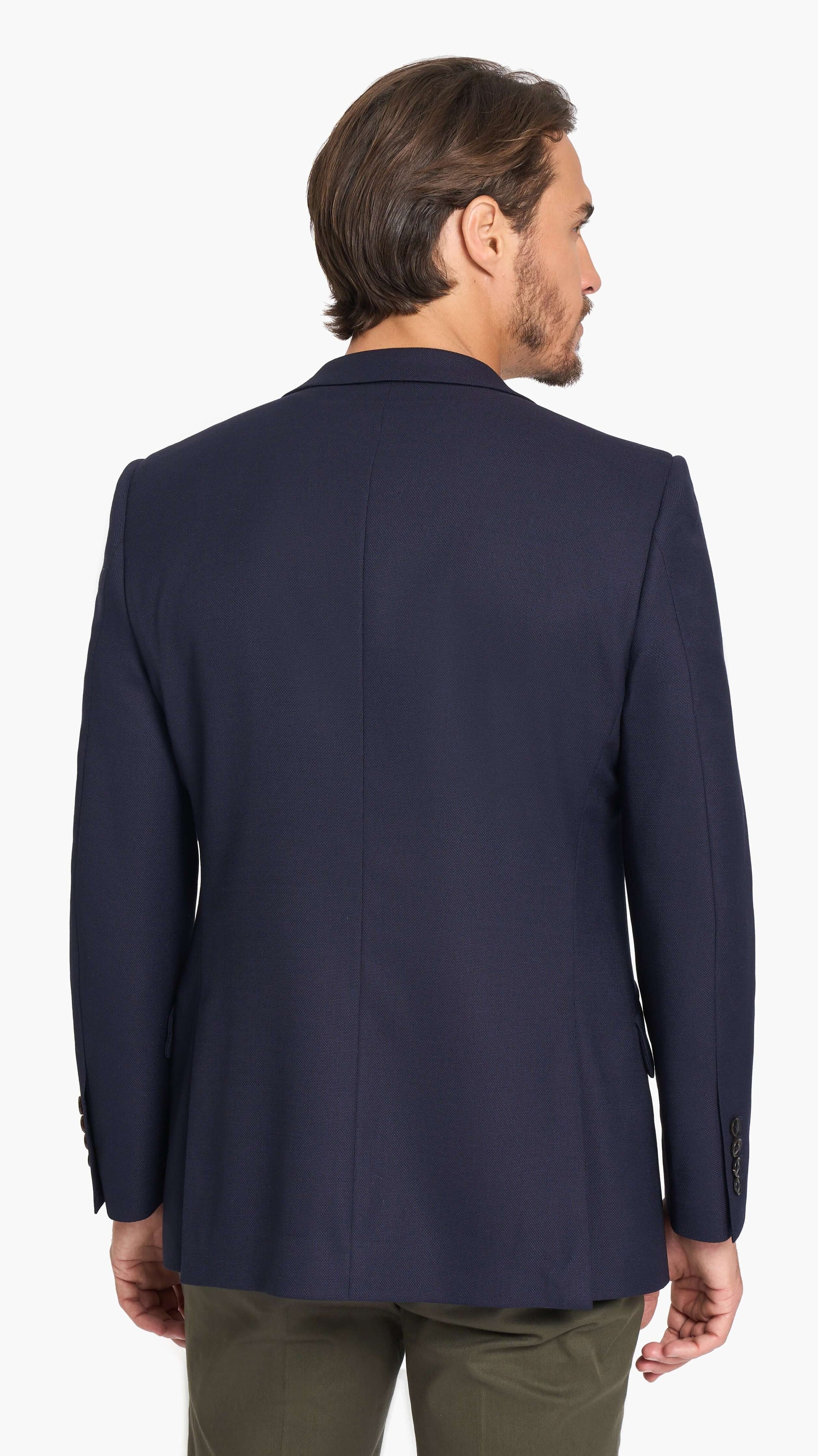 Reda Navy Blue Basket Weave Custom Jacket