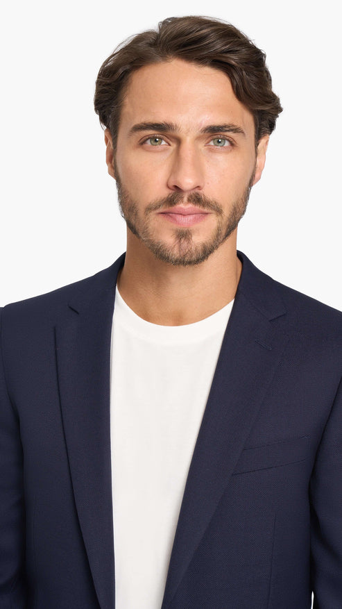 Reda Navy Blue Basket Weave Custom Jacket