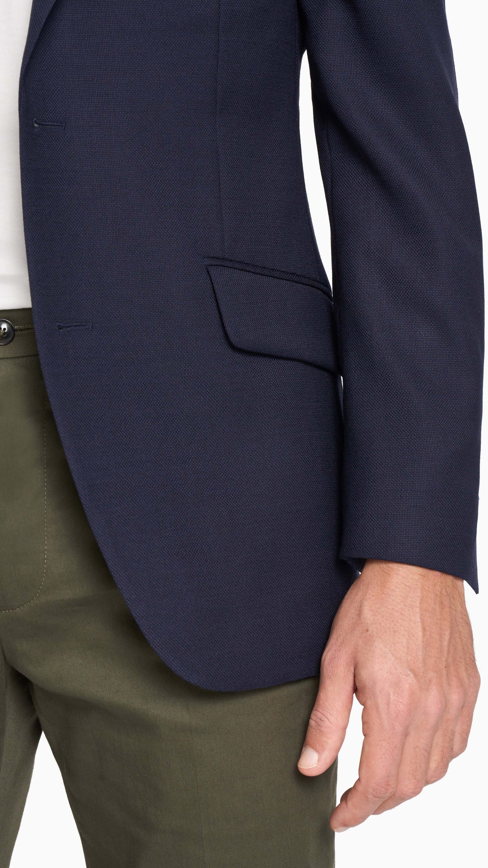 Reda Navy Blue Basket Weave Custom Jacket