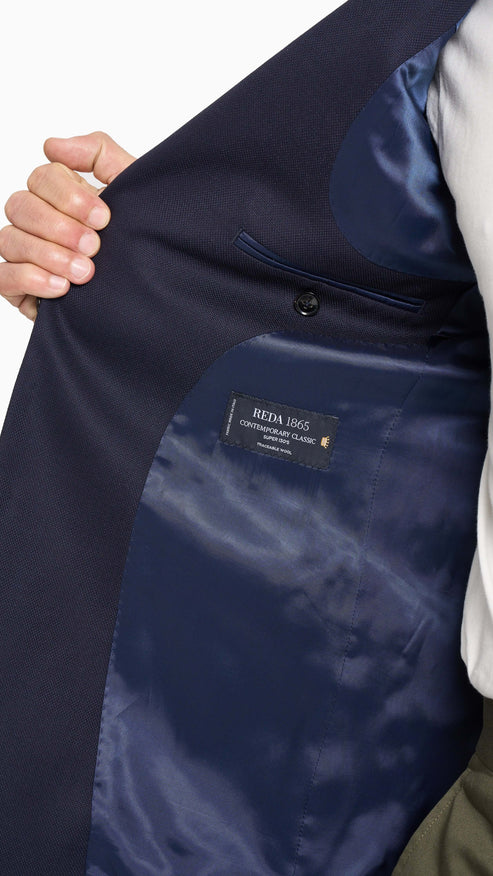 Reda Navy Blue Basket Weave Custom Jacket