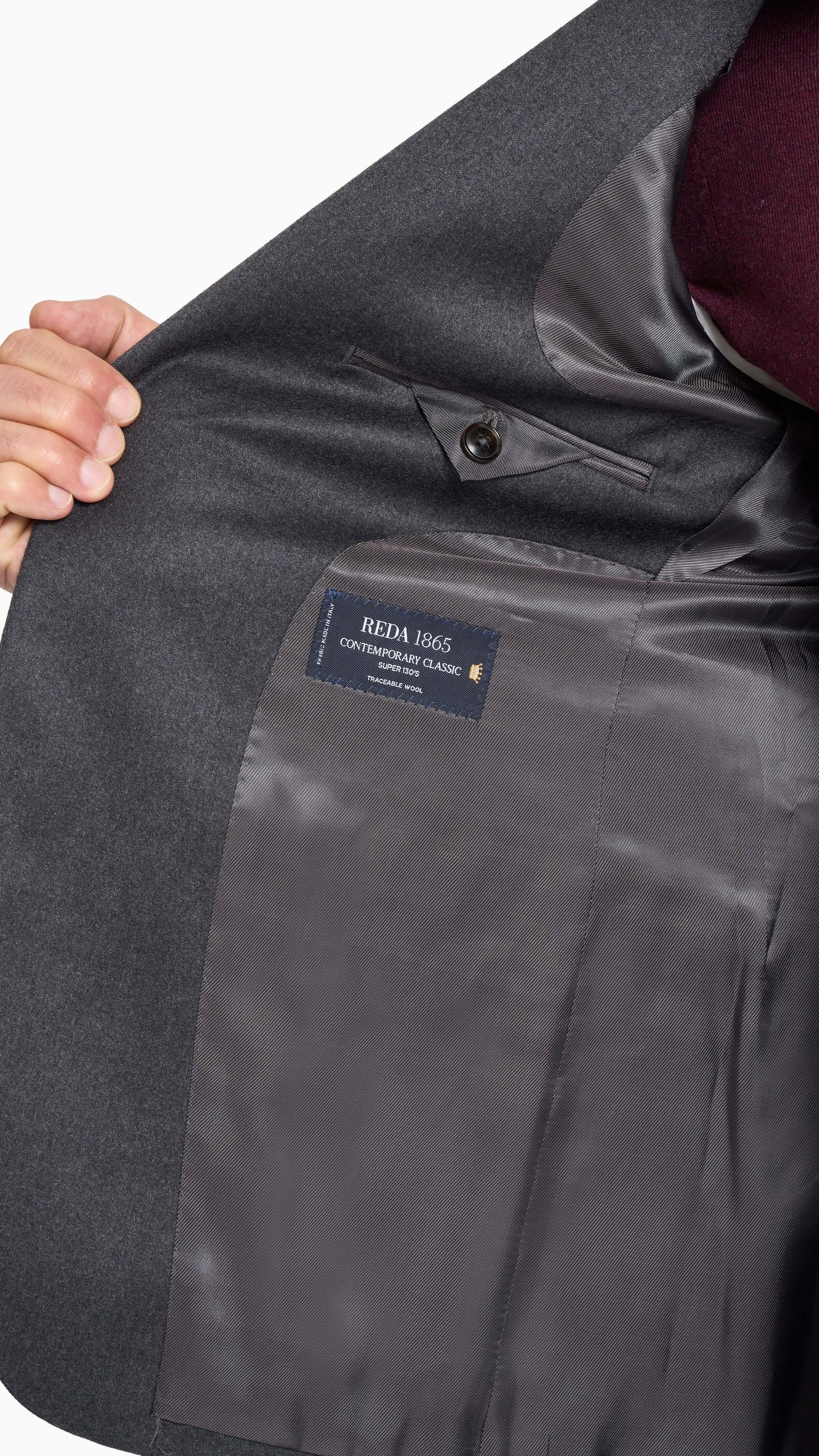 Reda Charcoal Grey Flannel Custom Suit