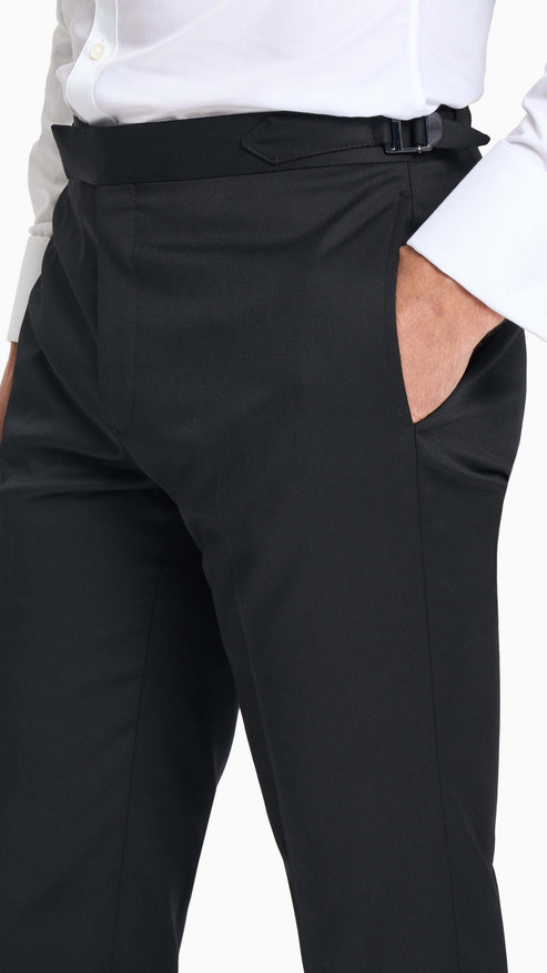 Reda Black Twill Custom Tuxedo Trouser
