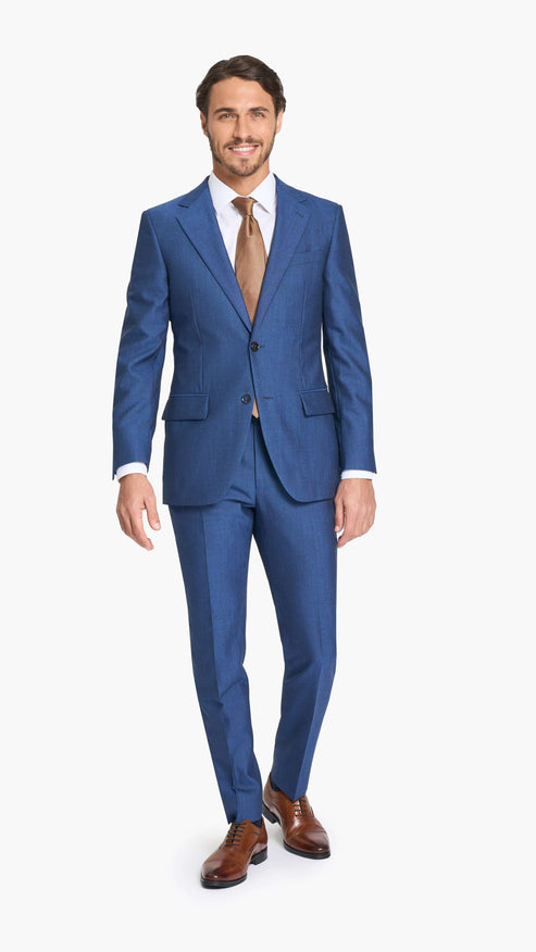 Holland & Sherry Tonic Blue Hopsack Custom Suit