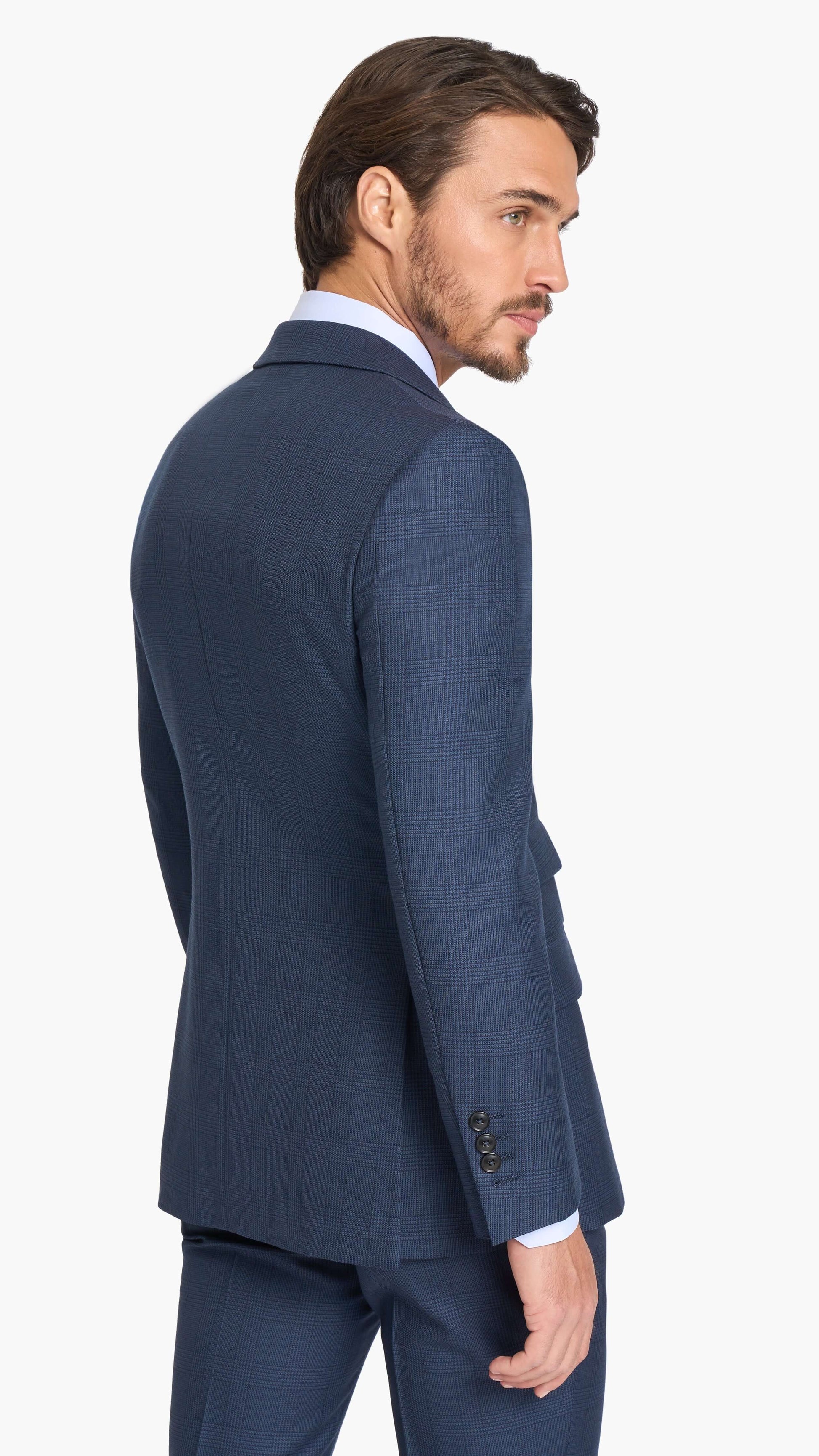 Holland & Sherry Navy Blue Glen Check Custom Suit