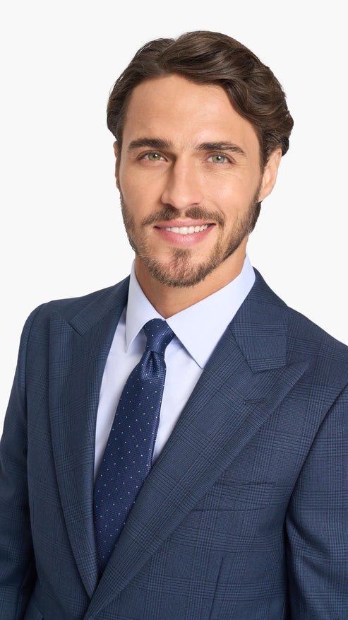 Holland & Sherry Navy Blue Glen Check Custom Suit