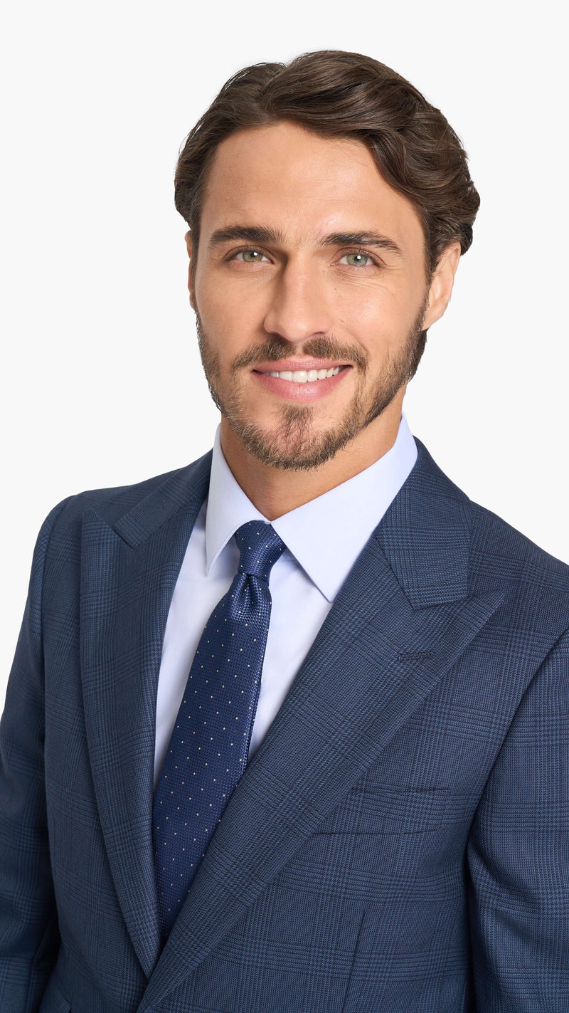 Holland & Sherry Navy Blue Glen Check Custom Suit