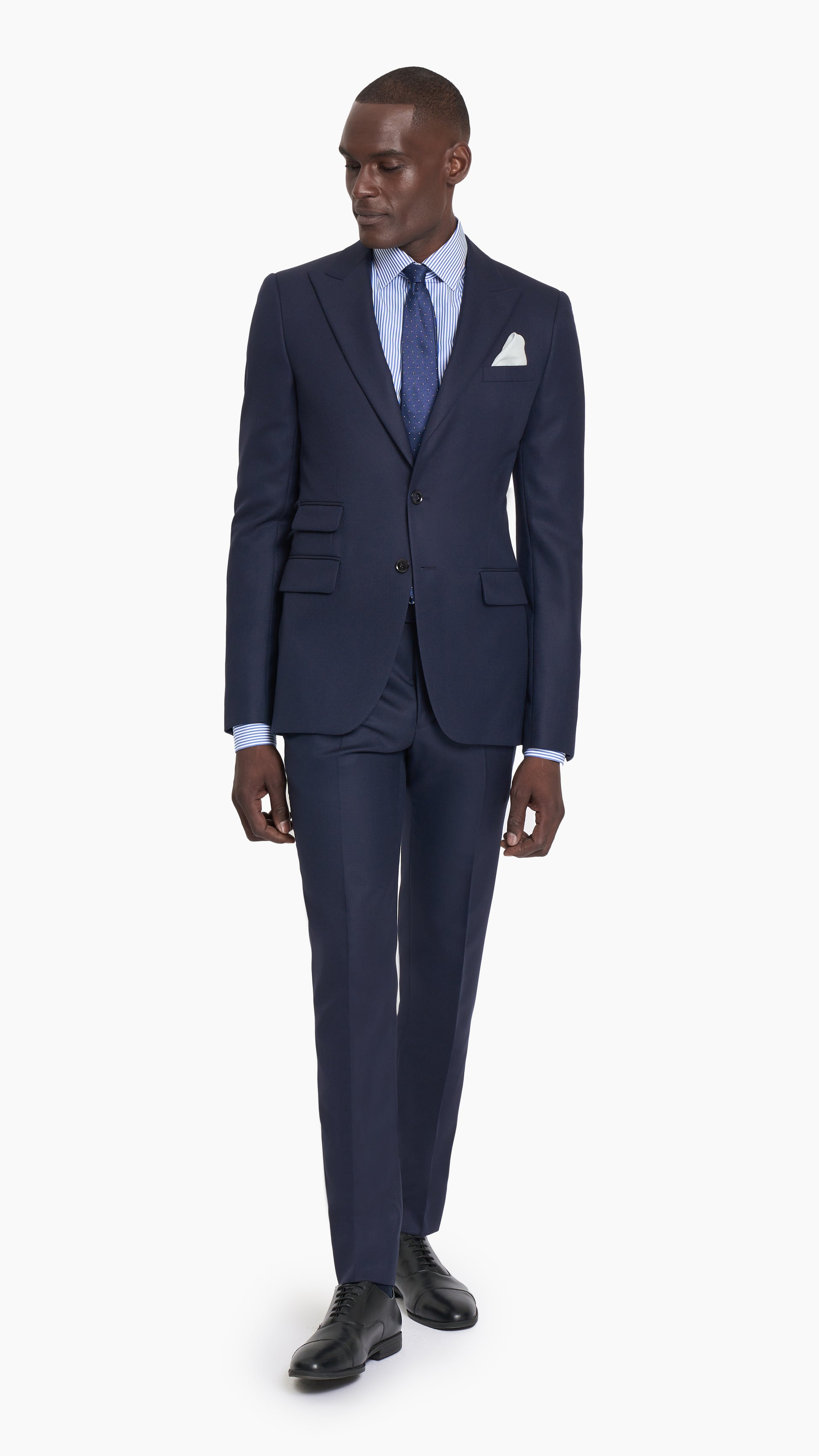 Scabal Navy Blue Herringbone Custom Suit