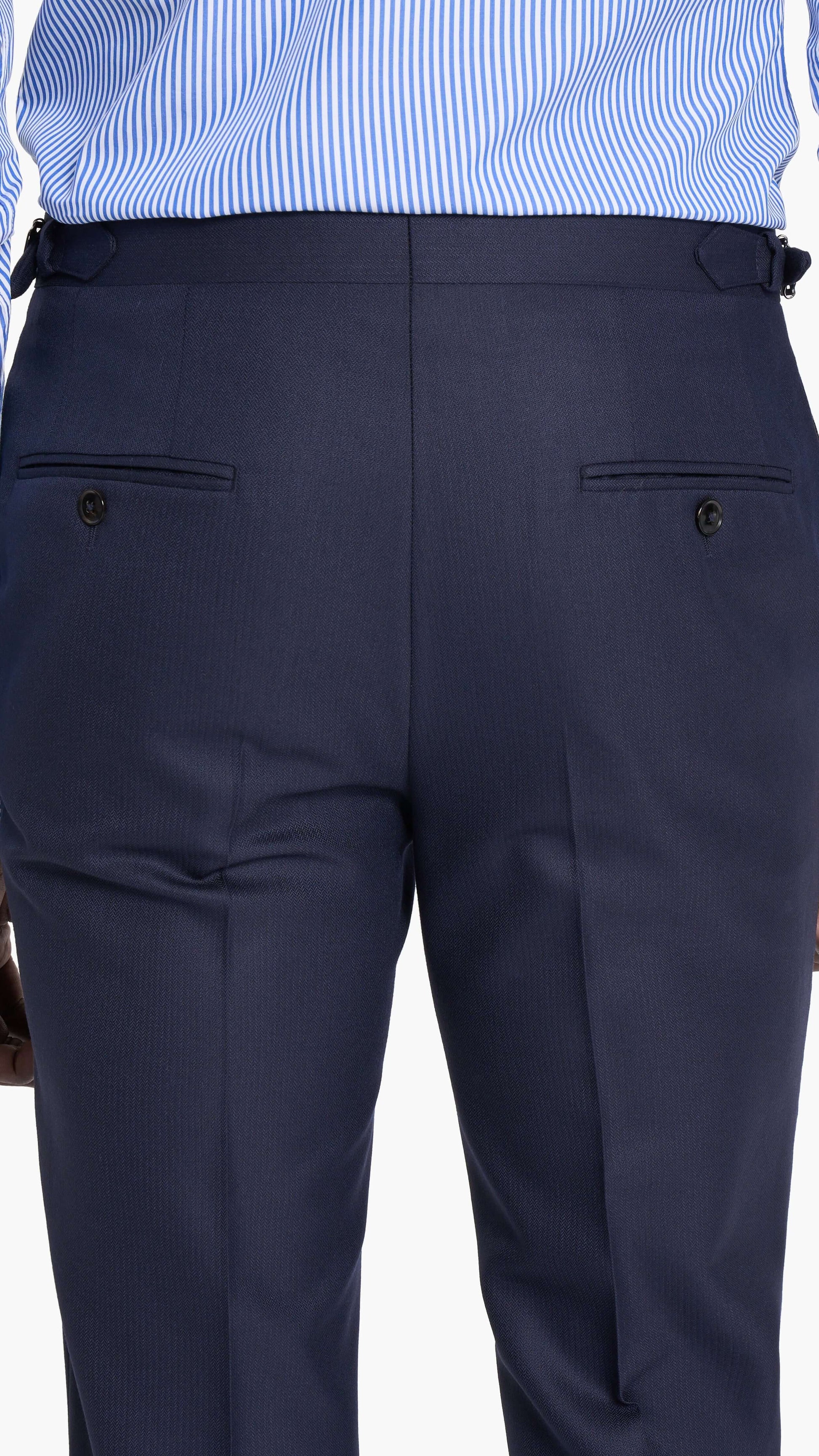 Scabal Navy Blue Herringbone Custom Suit