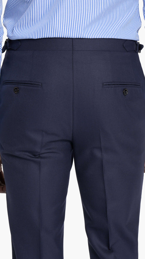 Scabal Navy Blue Herringbone Custom Suit