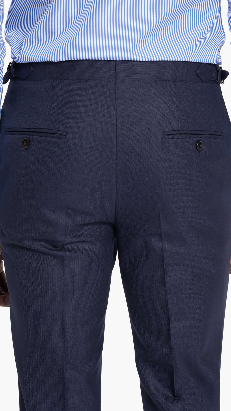 Scabal Navy Blue Herringbone Custom Suit