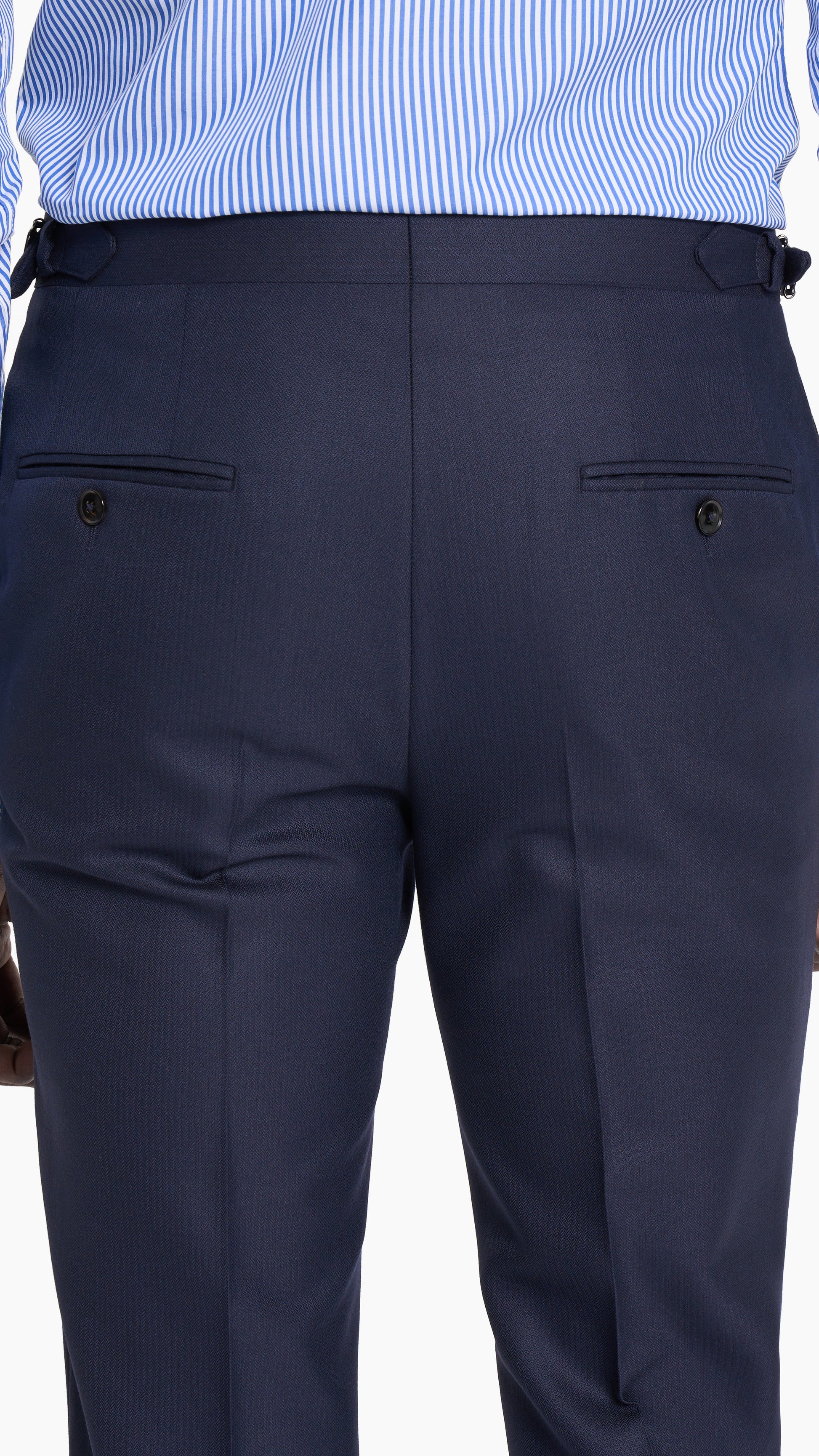 Scabal Navy Blue Herringbone Custom Suit