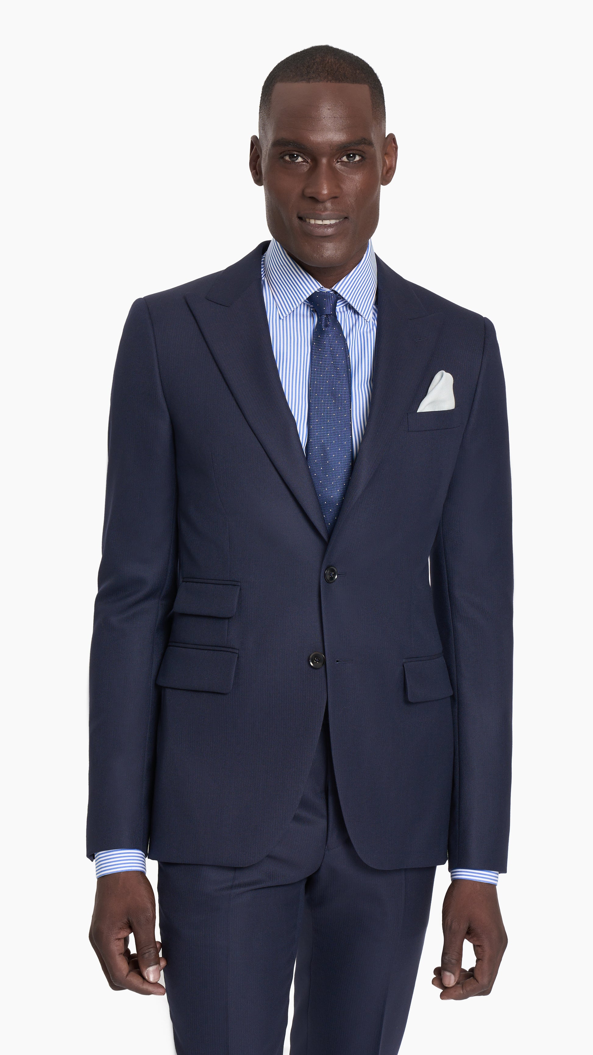 Scabal Navy Blue Herringbone Custom Suit