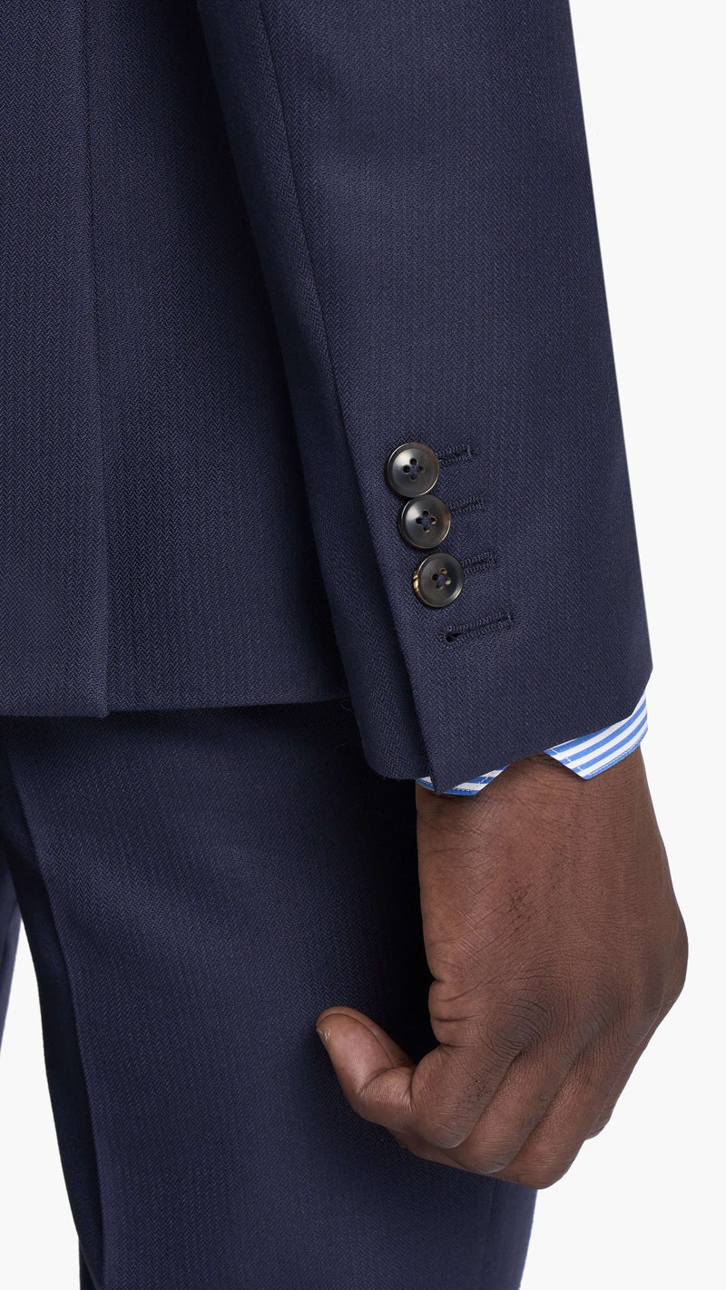 Scabal Navy Blue Herringbone Custom Suit