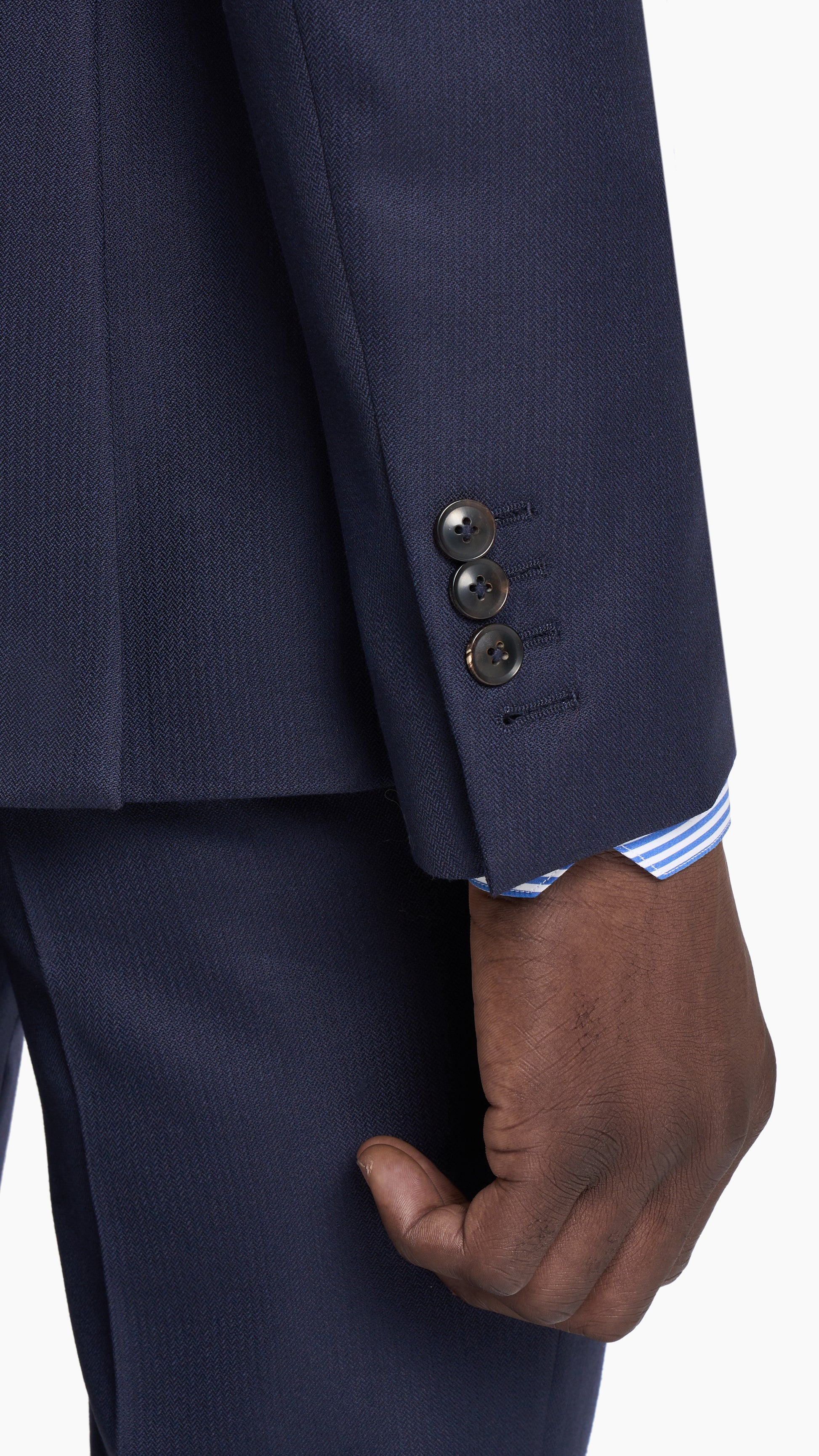 Scabal Navy Blue Herringbone Custom Suit