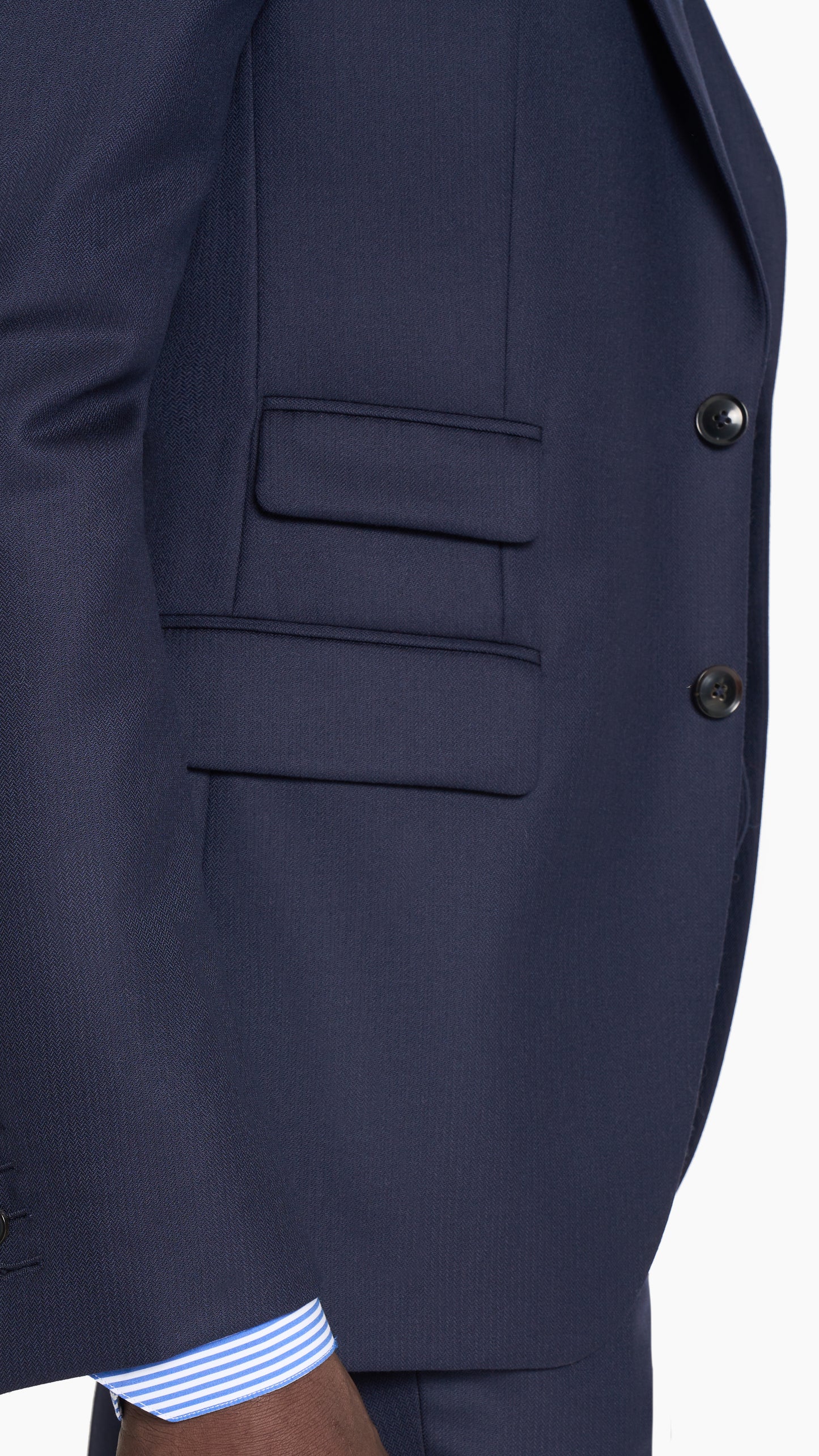 Scabal Navy Blue Herringbone Custom Suit