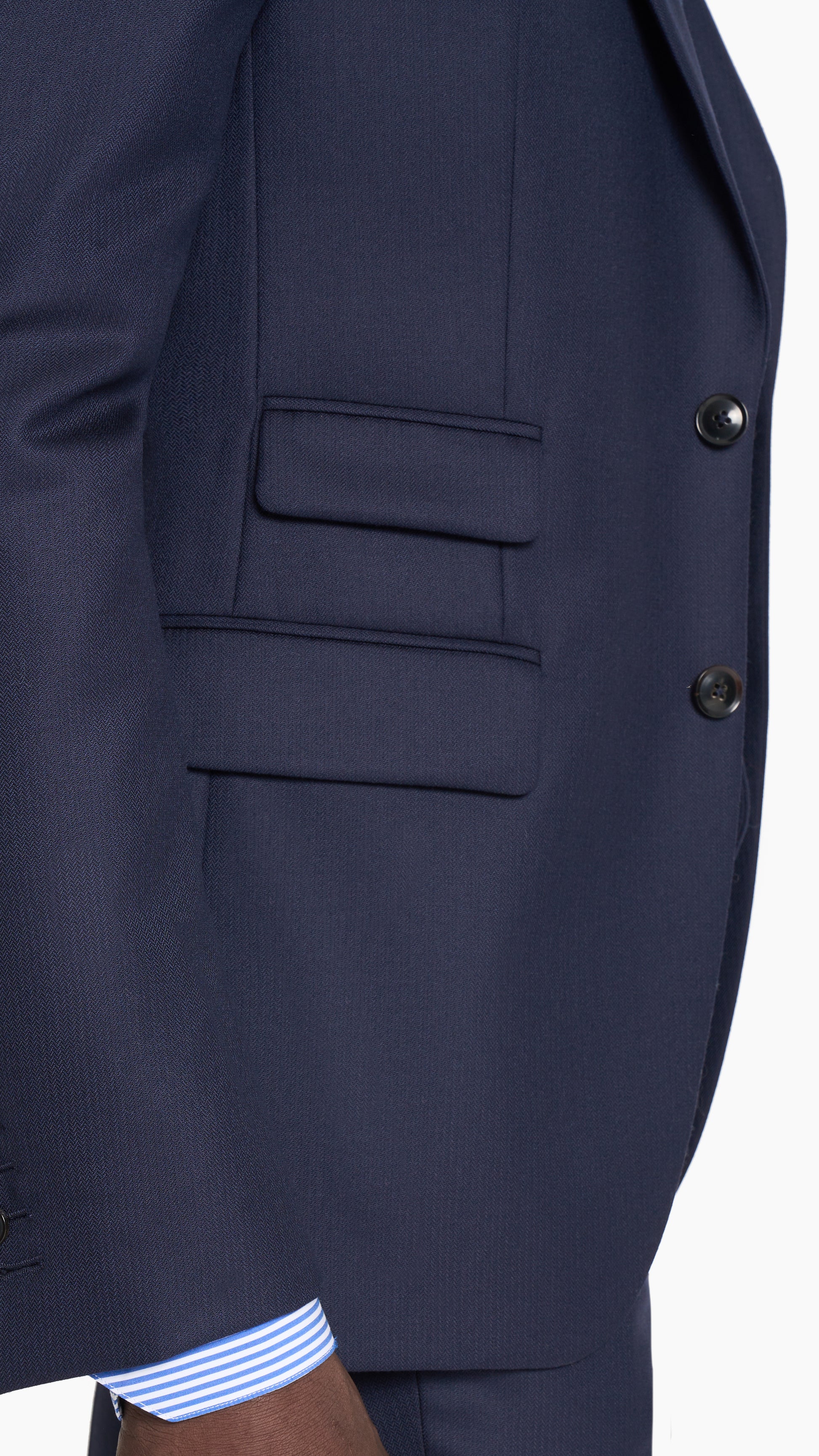 Scabal Navy Blue Herringbone Custom Suit