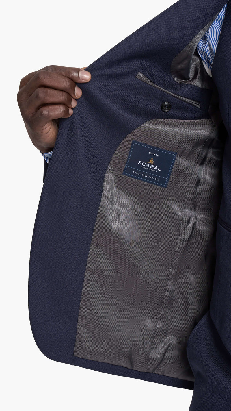Scabal Navy Blue Herringbone Custom Suit