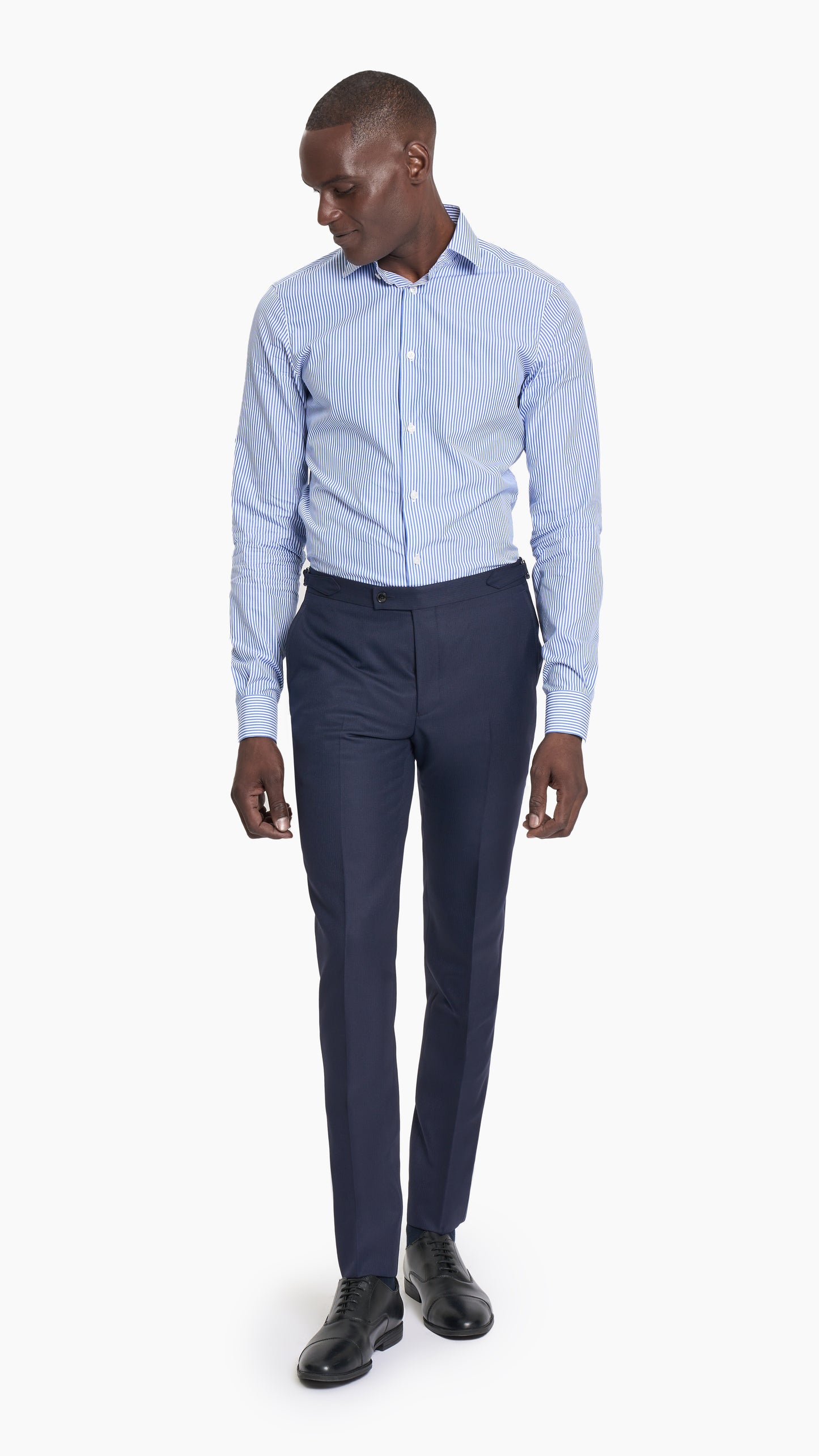Scabal Navy Blue Herringbone Custom Suit
