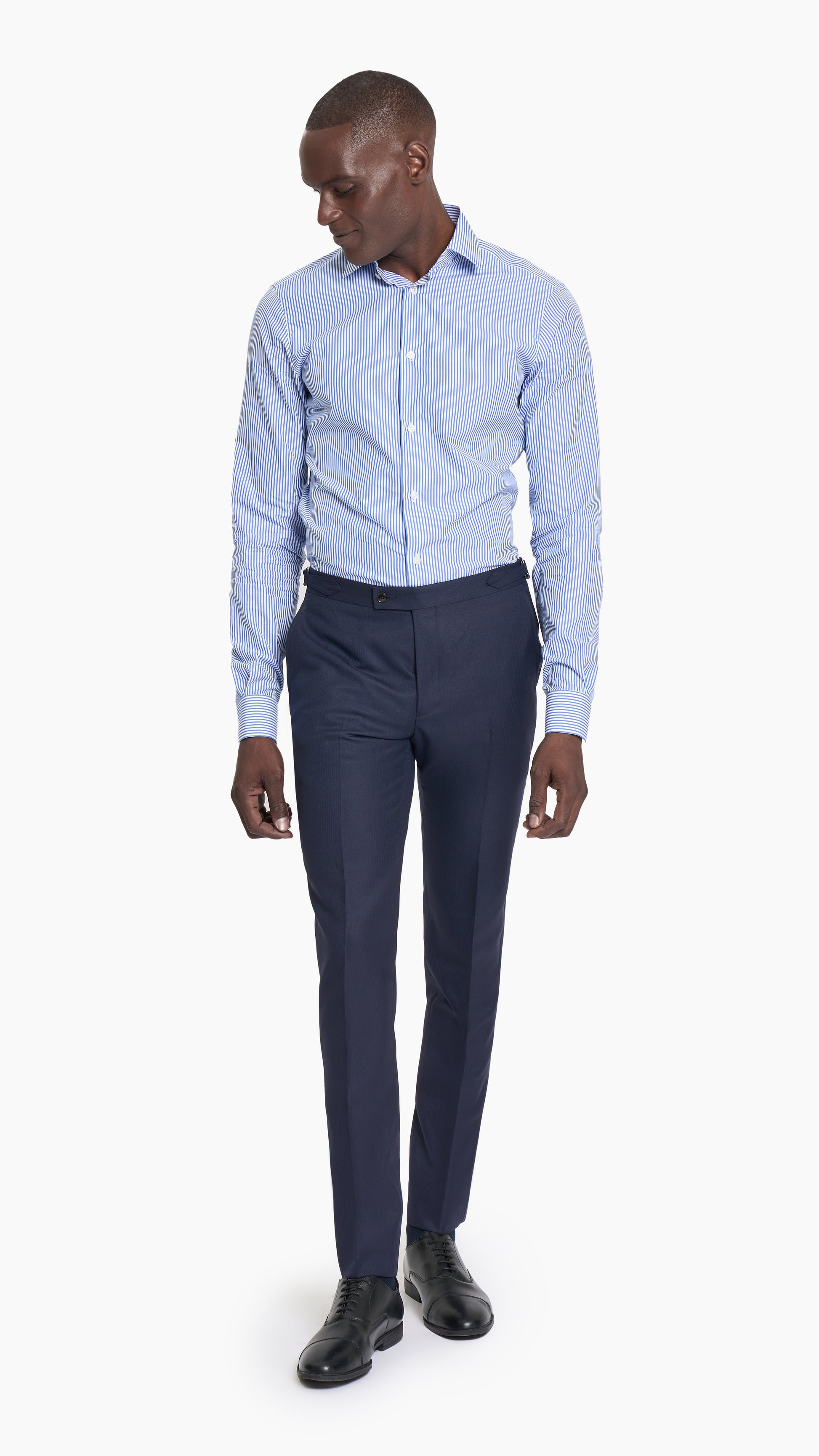 Scabal Navy Blue Herringbone Custom Suit