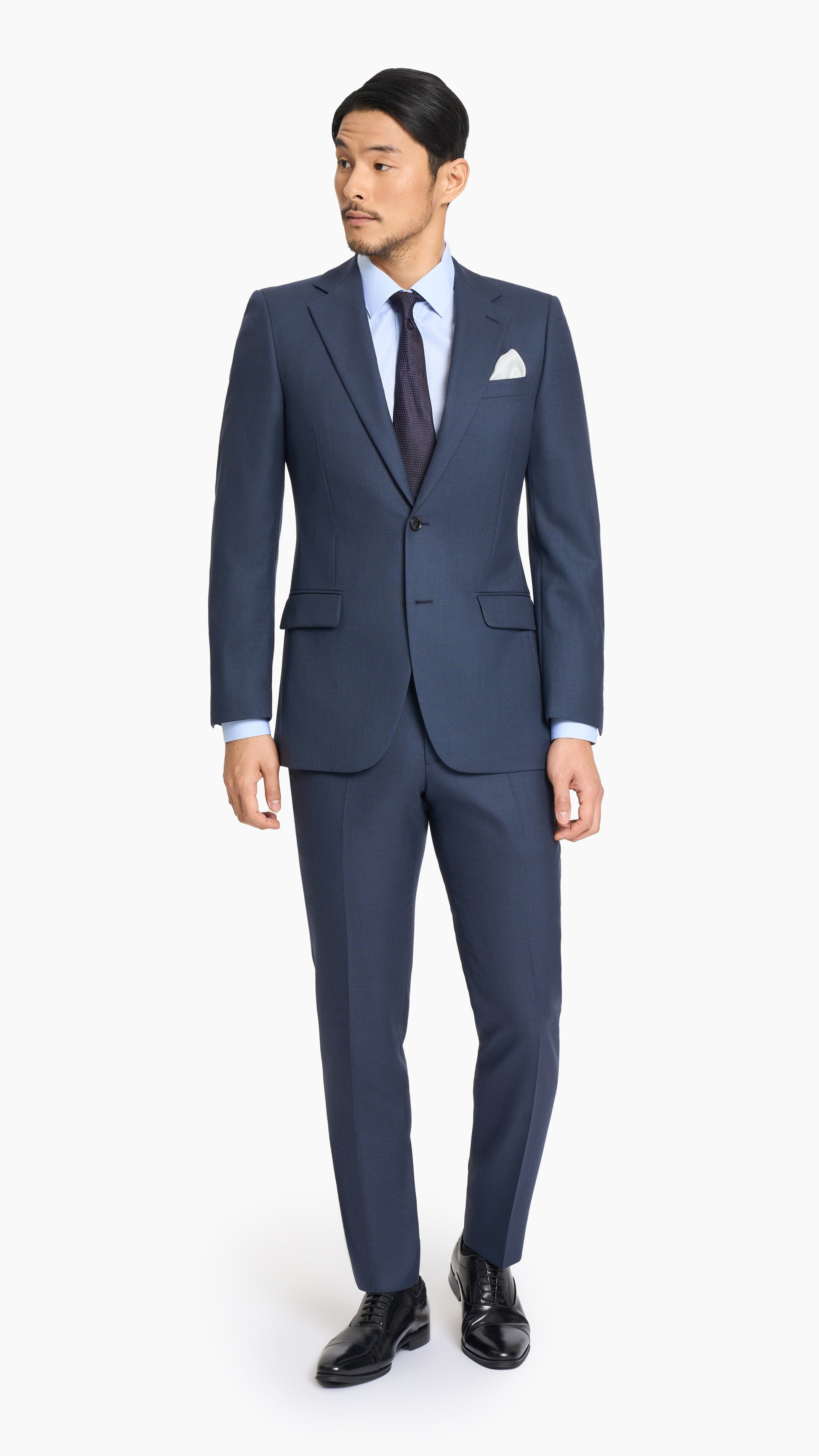 Holland & Sherry Navy Blue Sharkskin Custom Suit