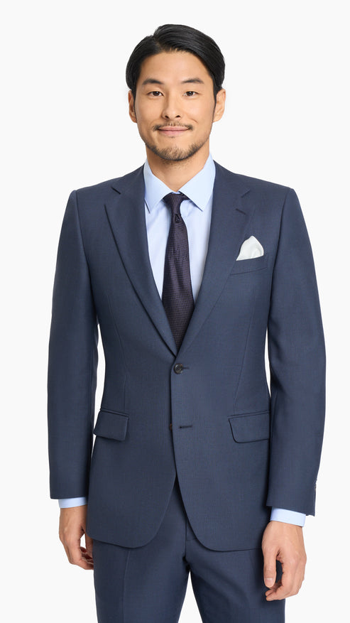 Holland & Sherry Navy Blue Sharkskin Custom Suit