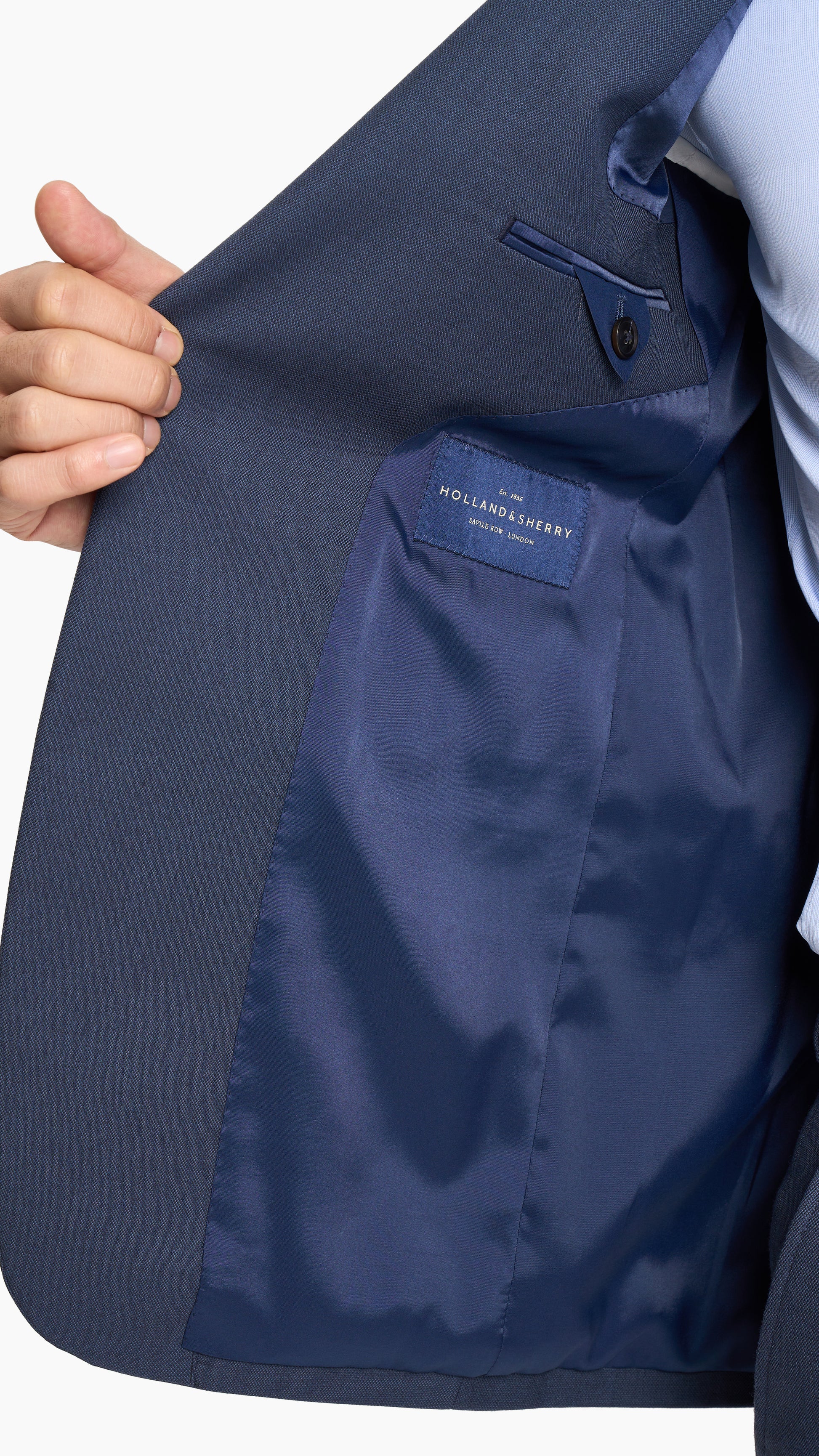 Holland & Sherry Navy Blue Sharkskin Custom Suit