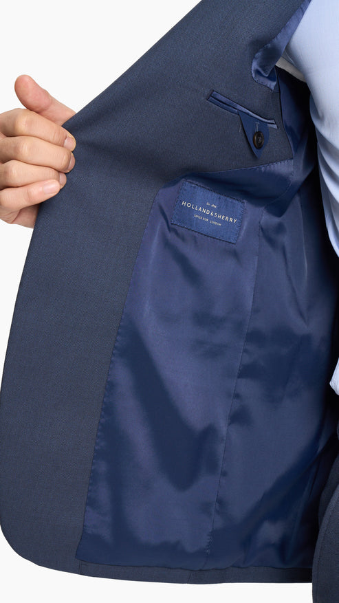 Holland & Sherry Navy Blue Sharkskin Custom Suit