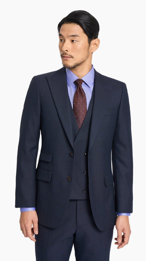 Holland & Sherry Contrast Navy Nailhead Custom Suit