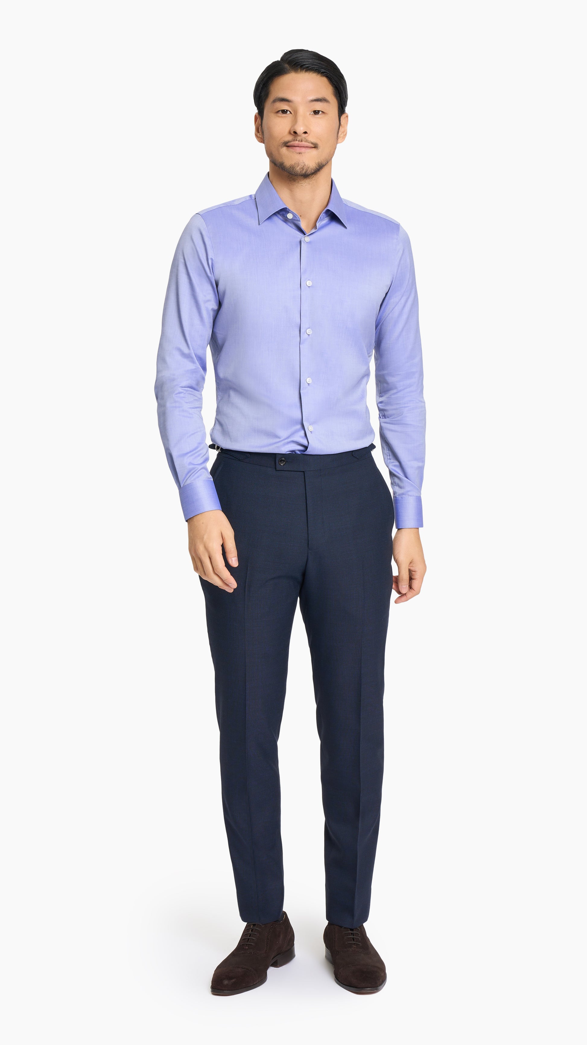 Contrast Navy Nailhead Trouser