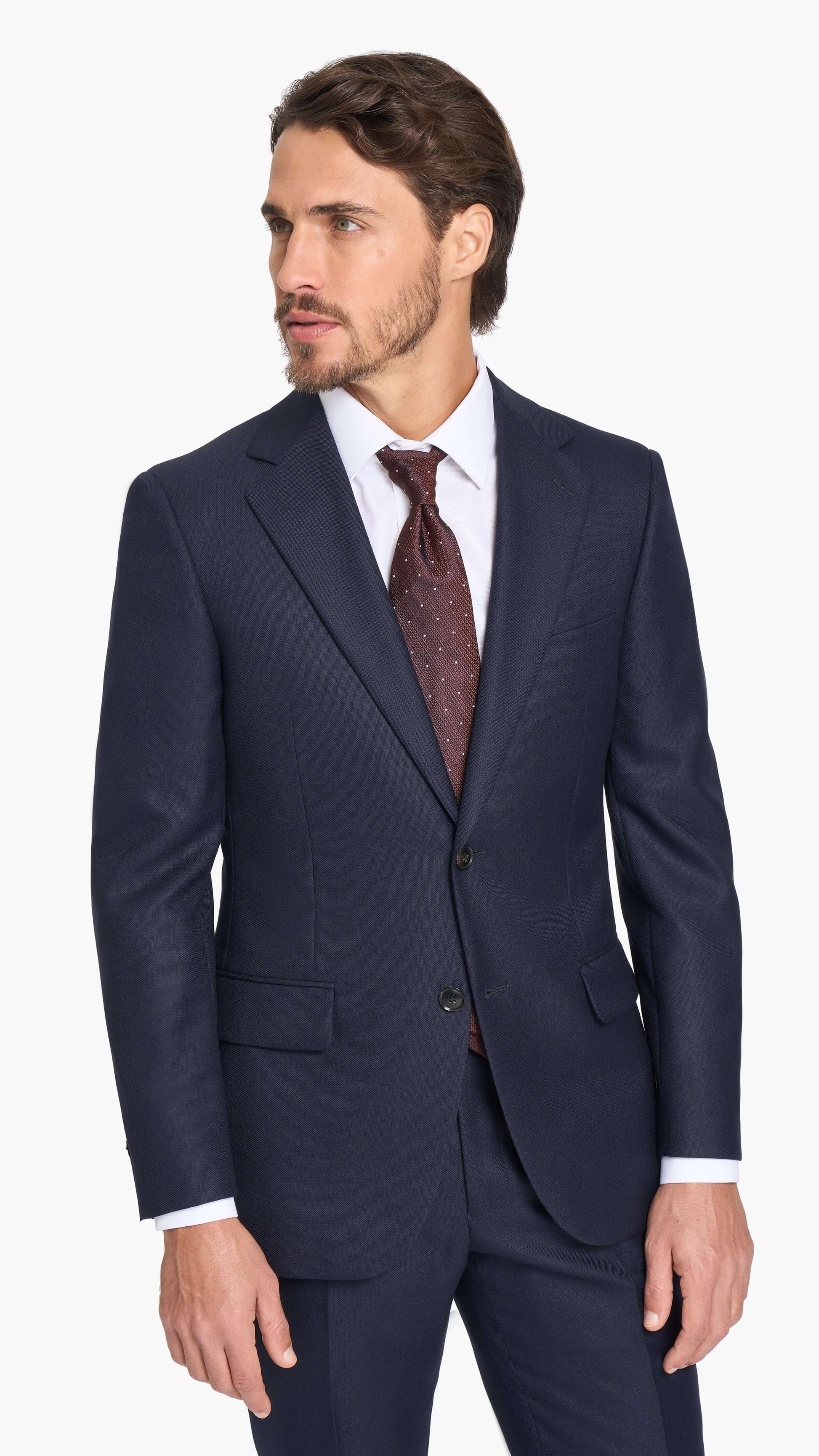 Scabal Midnight Blue Box Weave Custom Suit