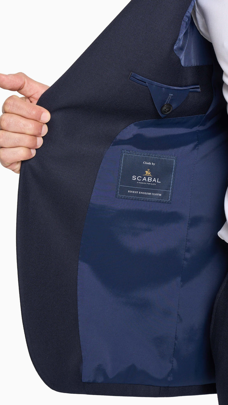 Scabal Midnight Blue Box Weave Custom Suit