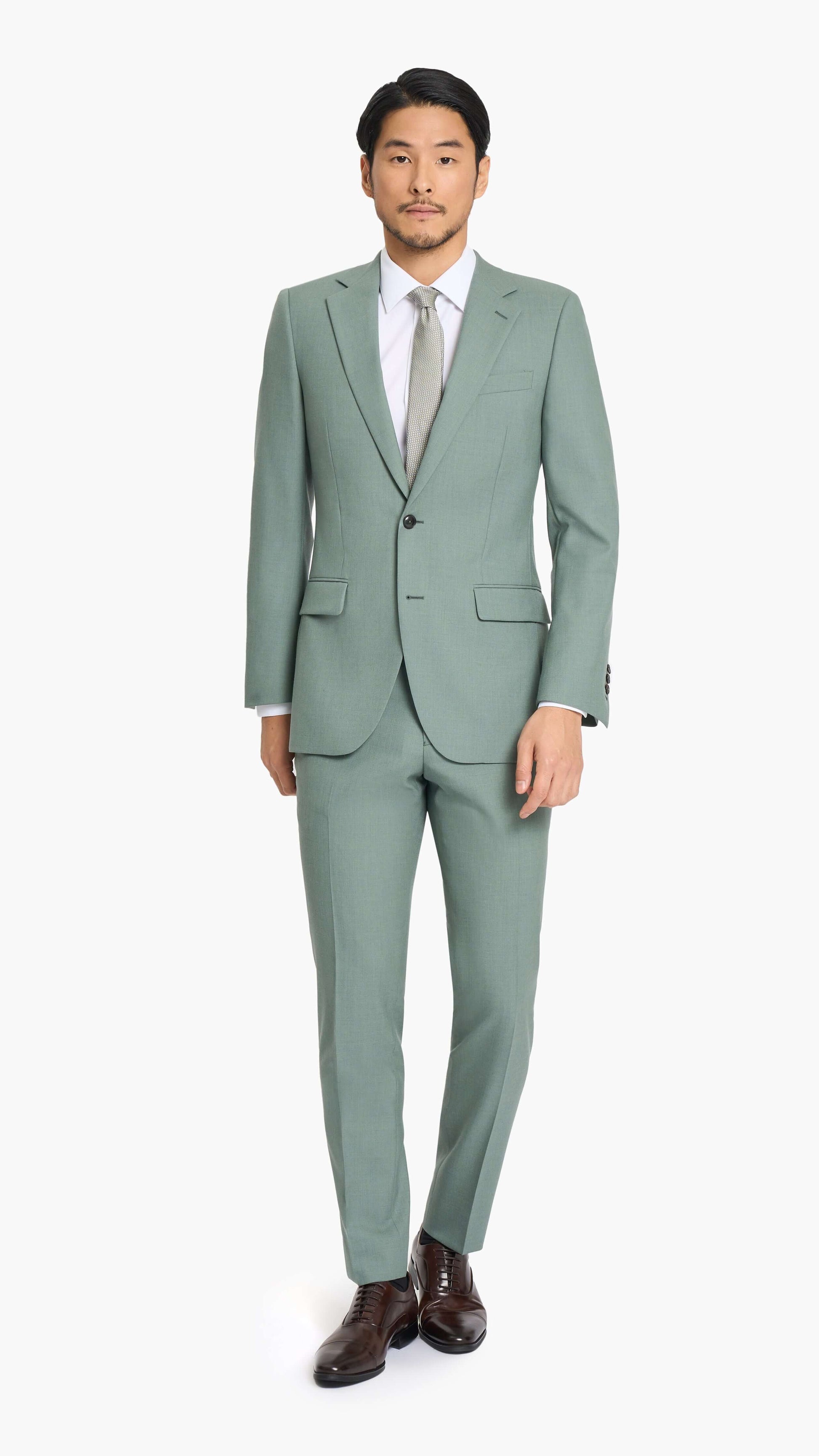 Holland & Sherry Sage Green Hopsack Custom Suit